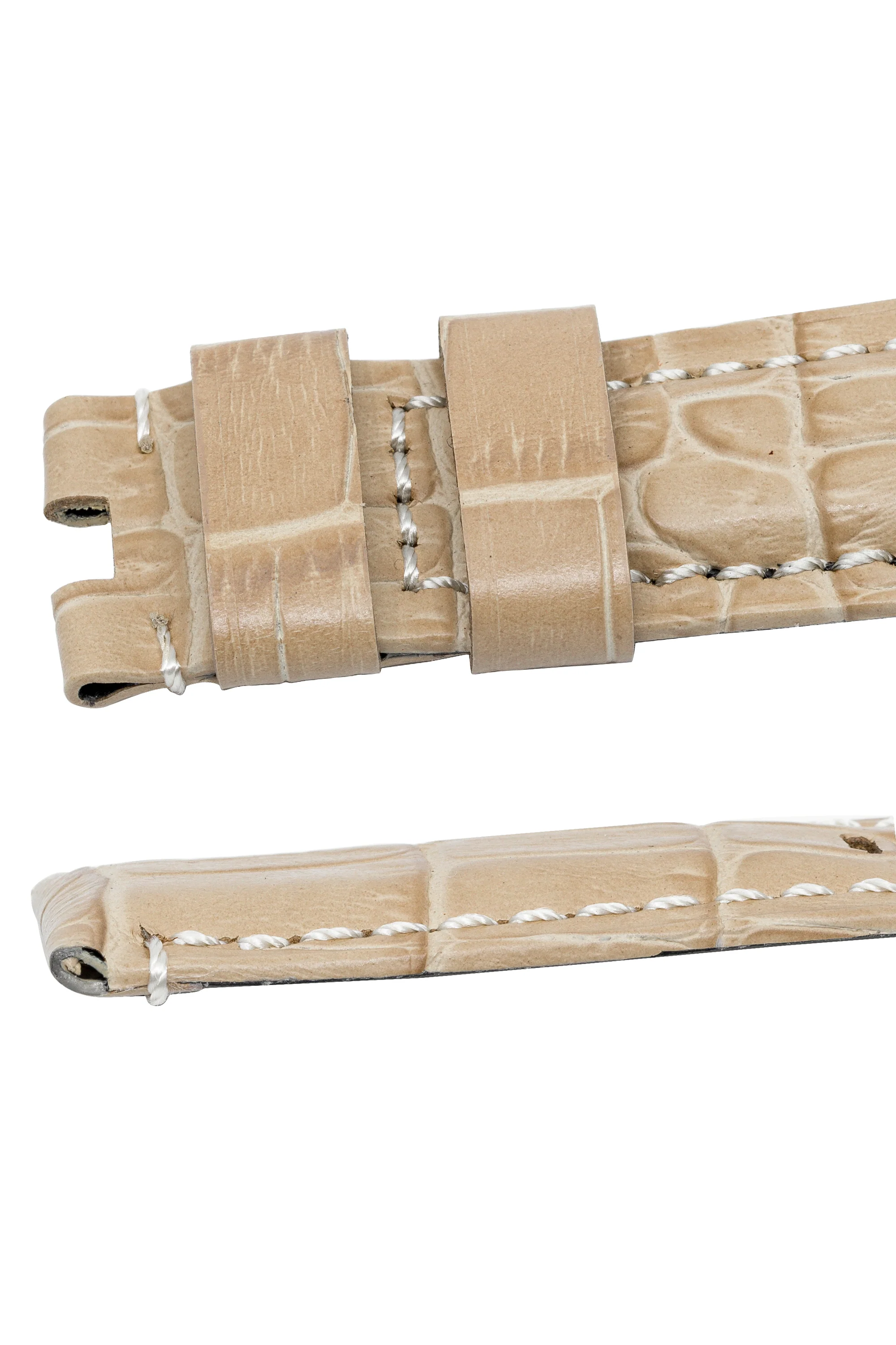 Panerai-Style Alligator-Embossed Deployment Watch Strap in BEIGE - Image 5