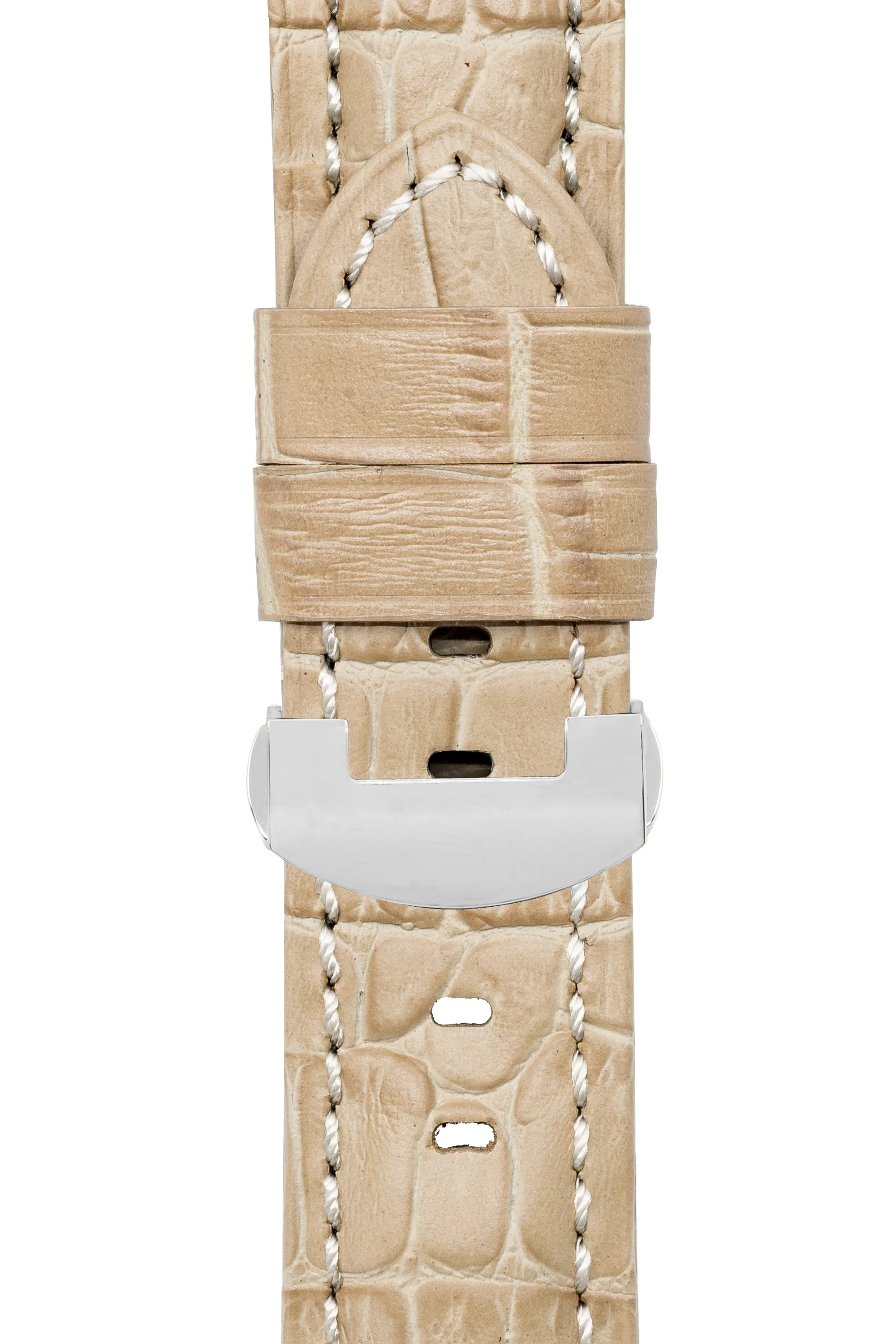 Panerai-Style Alligator-Embossed Deployment Watch Strap in BEIGE - Image 6