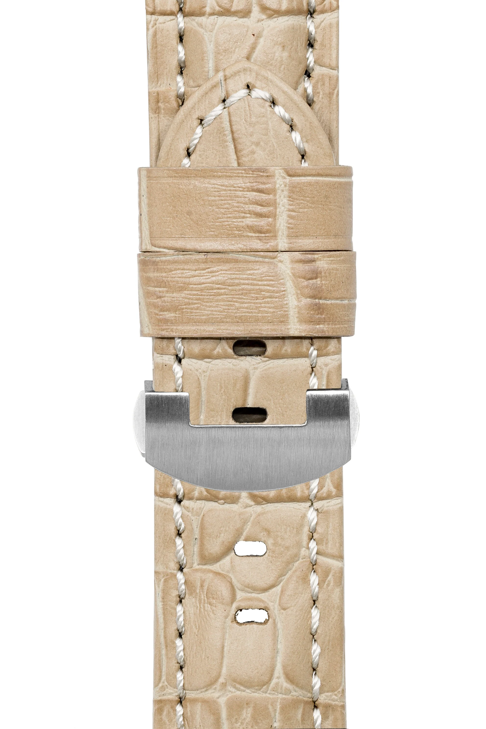 Panerai-Style Alligator-Embossed Deployment Watch Strap in BEIGE - Image 7