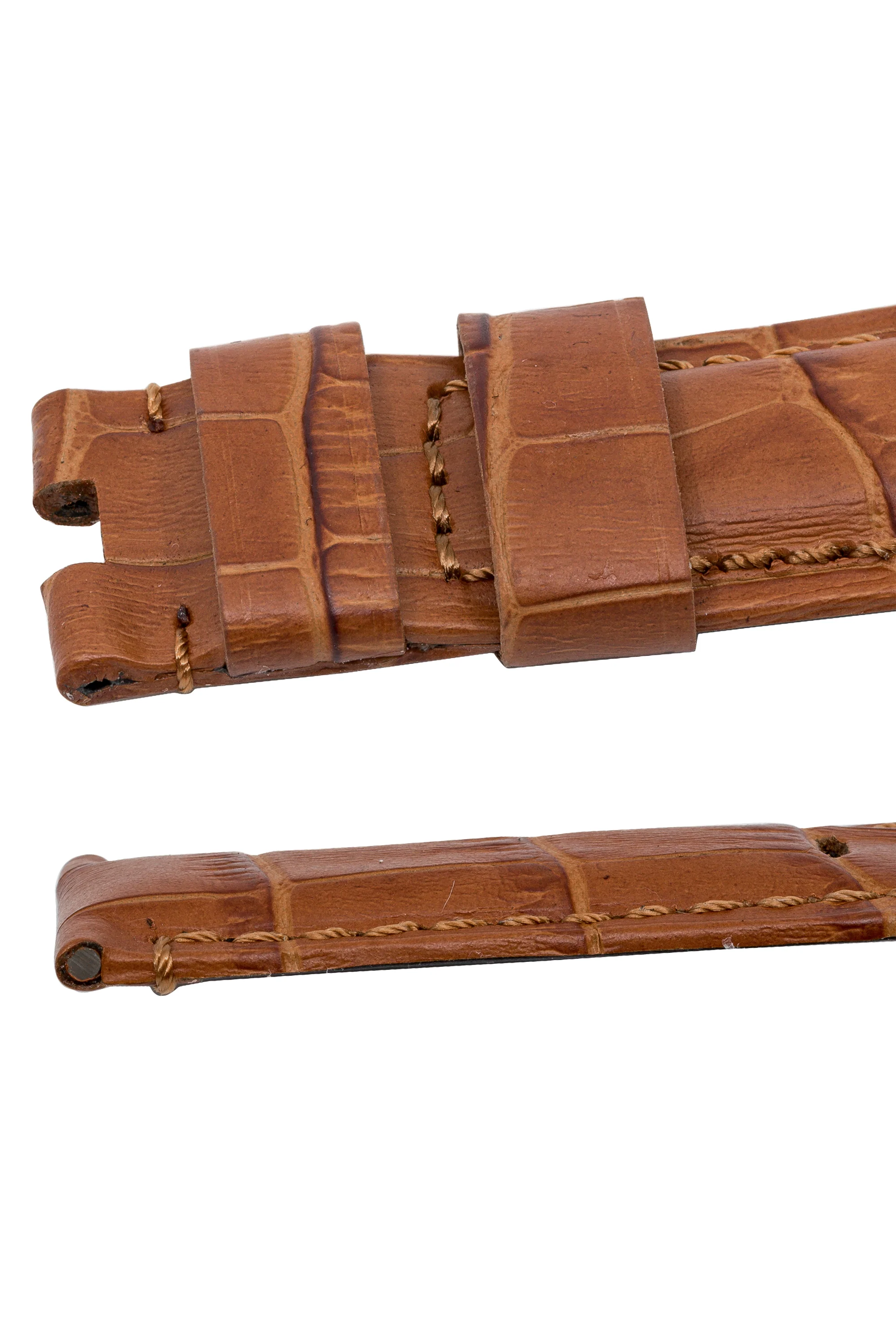 Panerai-Style Alligator-Embossed Deployment Watch Strap in BROWN / BROWN - Image 5
