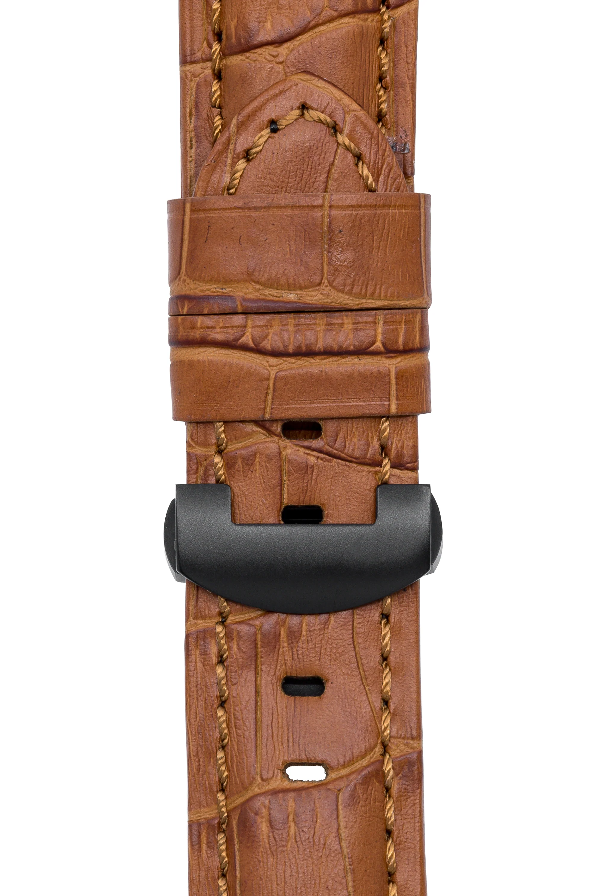 Panerai-Style Alligator-Embossed Deployment Watch Strap in BROWN / BROWN - Image 8