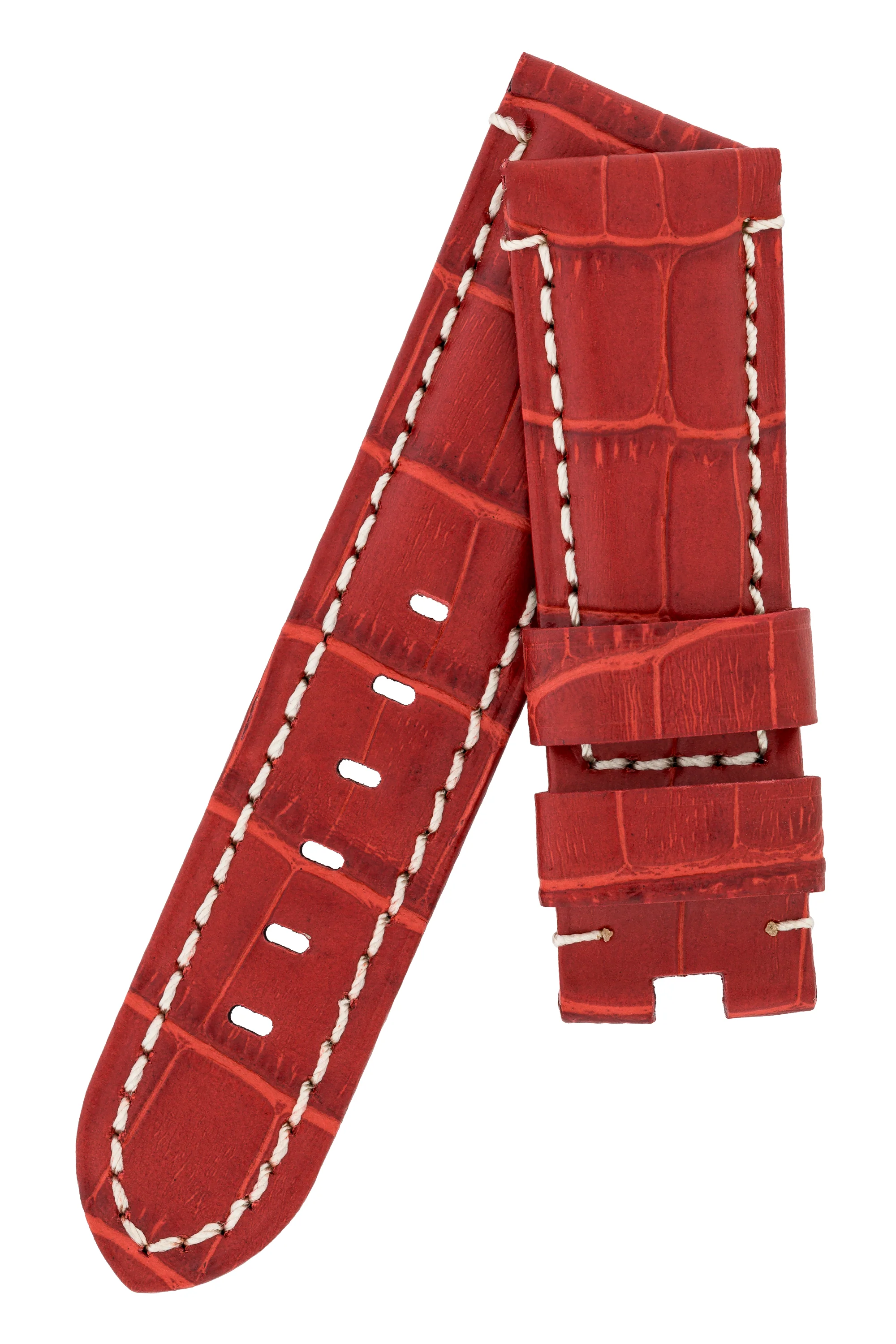 Panerai-Style Alligator-Embossed Deployment Watch Strap in RED - Image 4