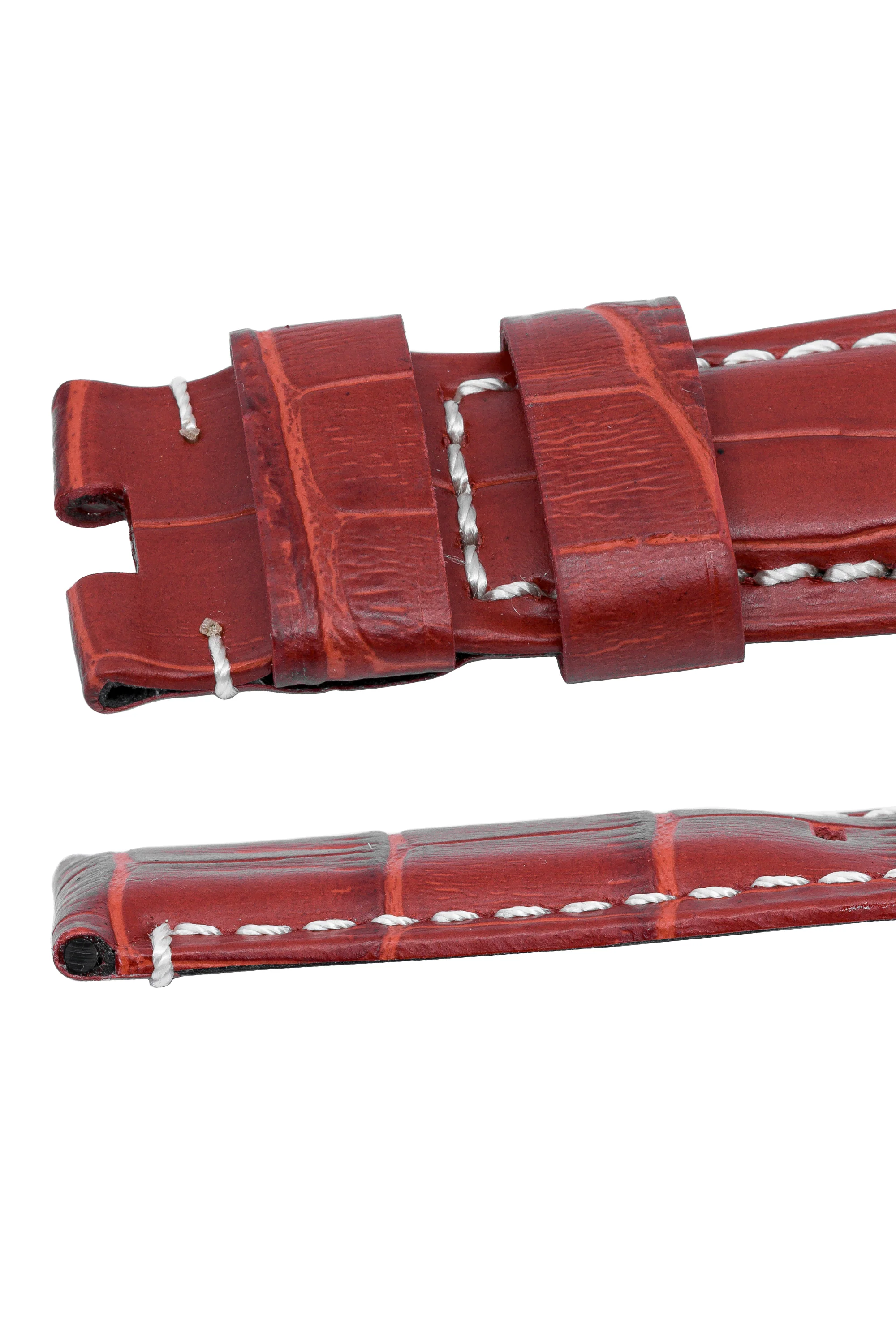 Panerai-Style Alligator-Embossed Deployment Watch Strap in RED - Image 5