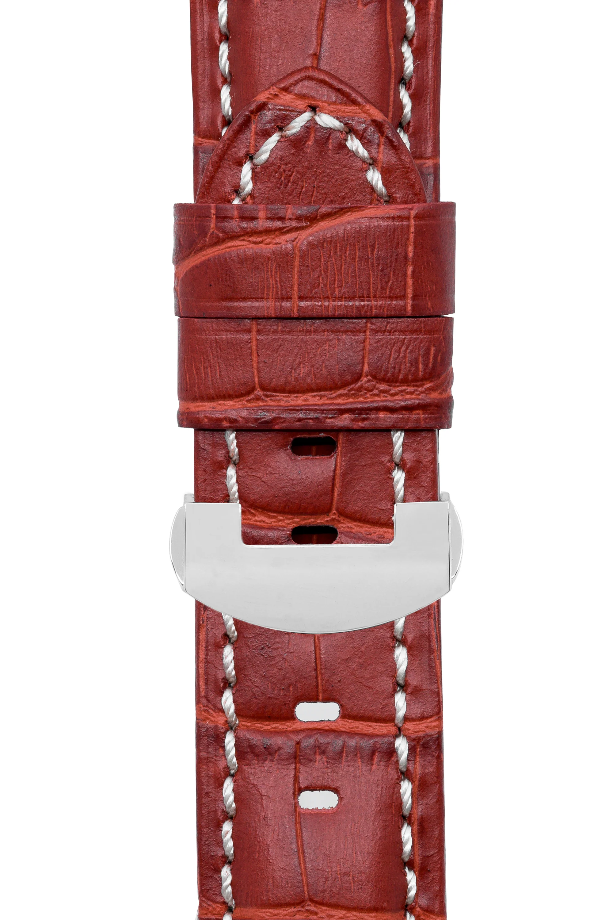 Panerai-Style Alligator-Embossed Deployment Watch Strap in RED - Image 6