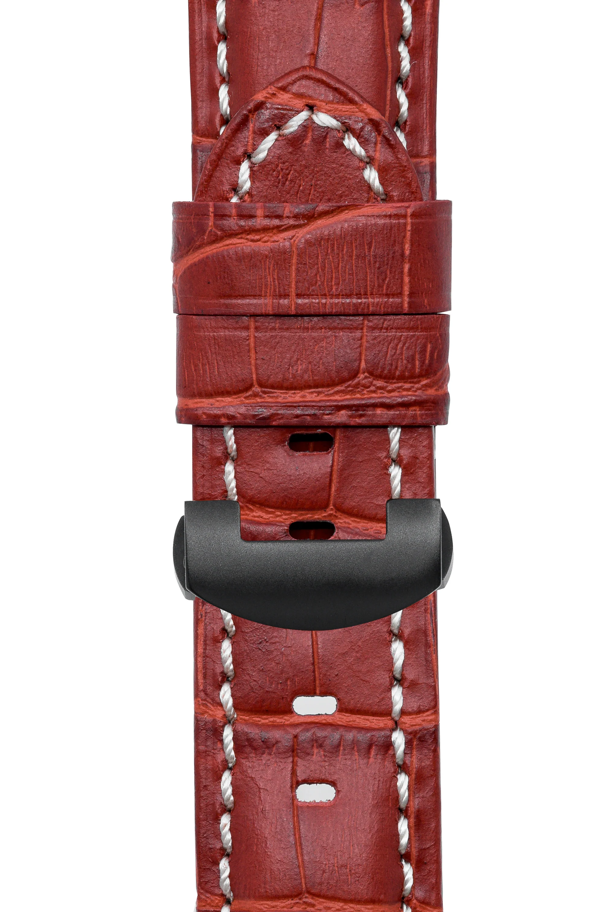 Panerai-Style Alligator-Embossed Deployment Watch Strap in RED - Image 8