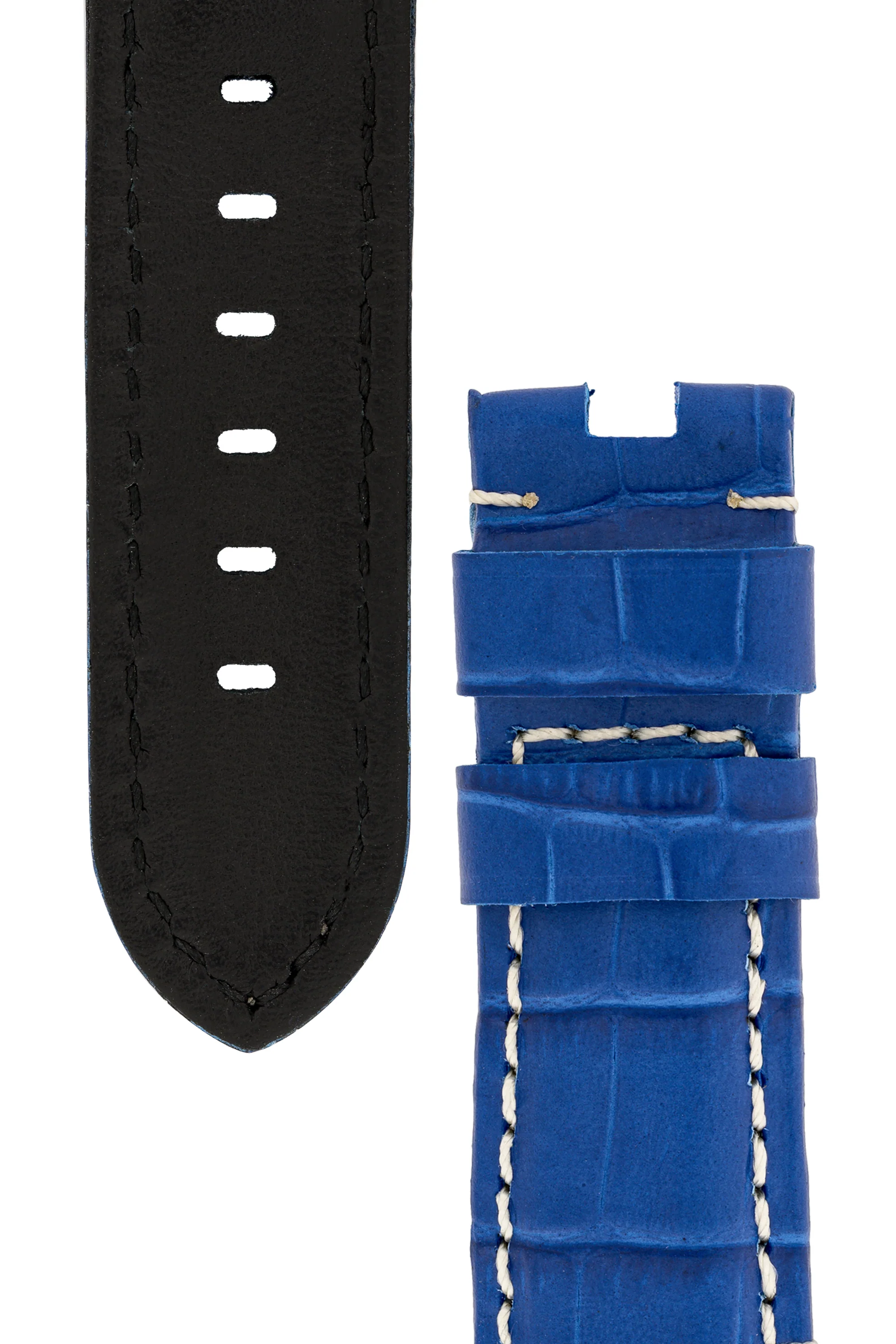 Panerai-Style Alligator-Embossed Deployment Watch Strap in ROYAL BLUE - Image 3