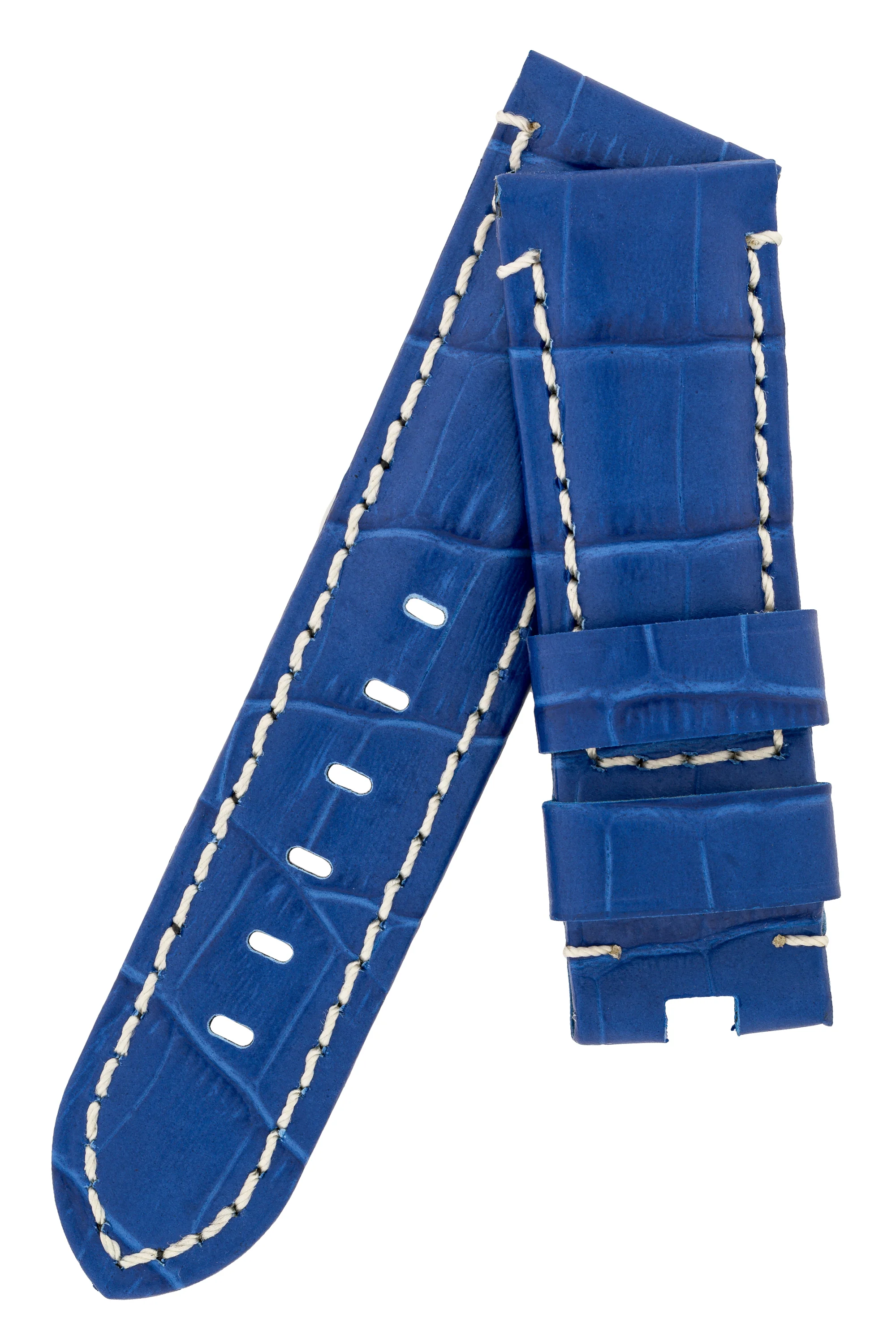Panerai-Style Alligator-Embossed Deployment Watch Strap in ROYAL BLUE - Image 4