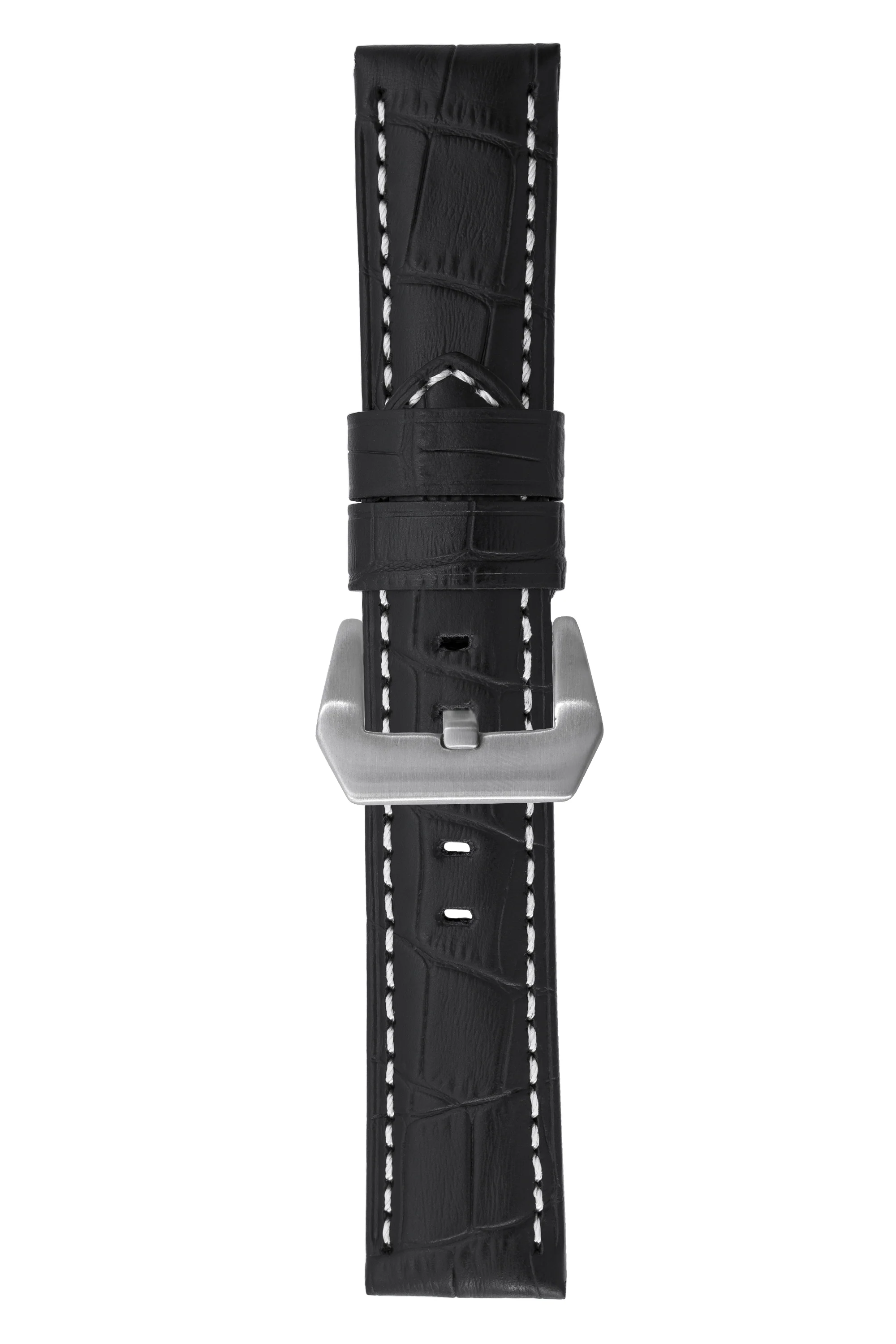 Panerai-Style Alligator-Embossed Watch Strap in BLACK / WHITE - Image 10