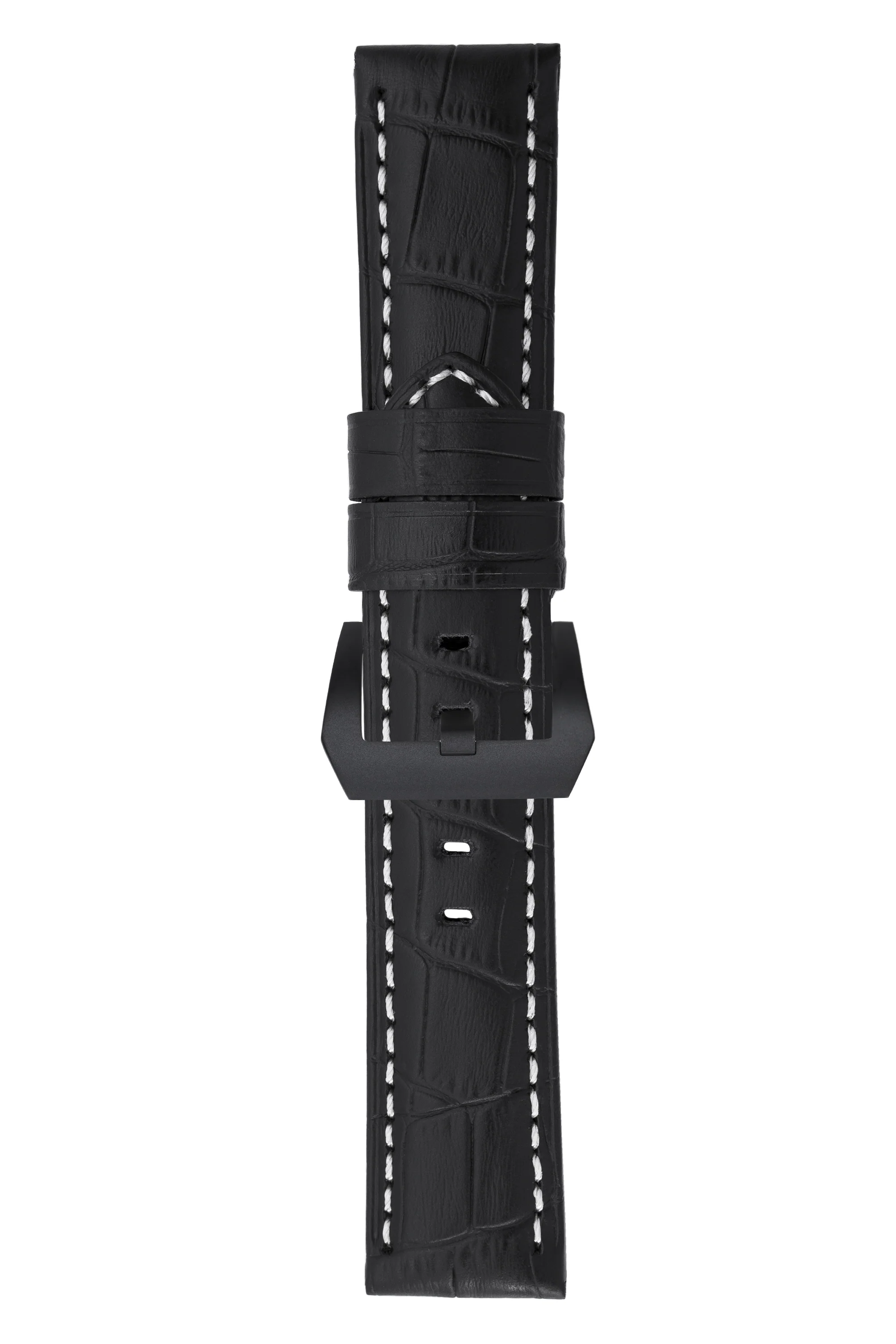 Panerai-Style Alligator-Embossed Watch Strap in BLACK / WHITE - Image 11