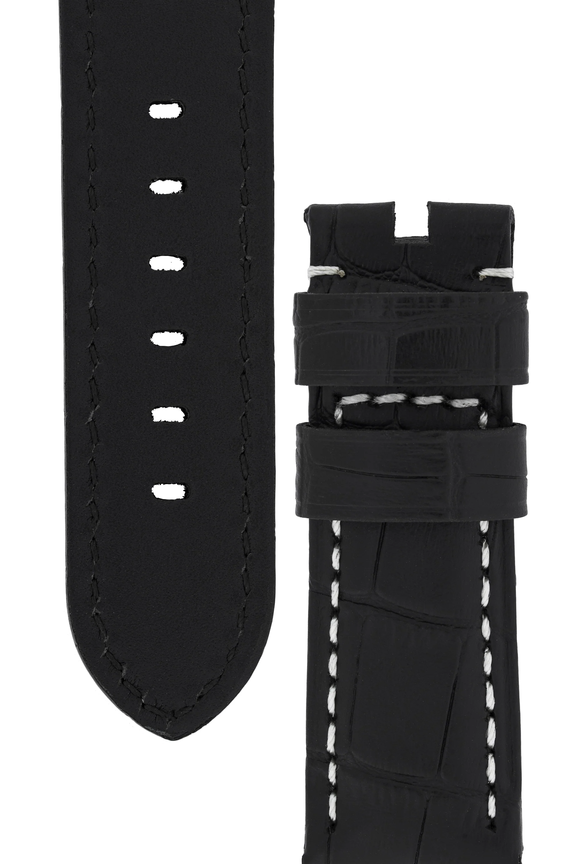 Panerai-Style Alligator-Embossed Watch Strap in BLACK / WHITE - Image 3
