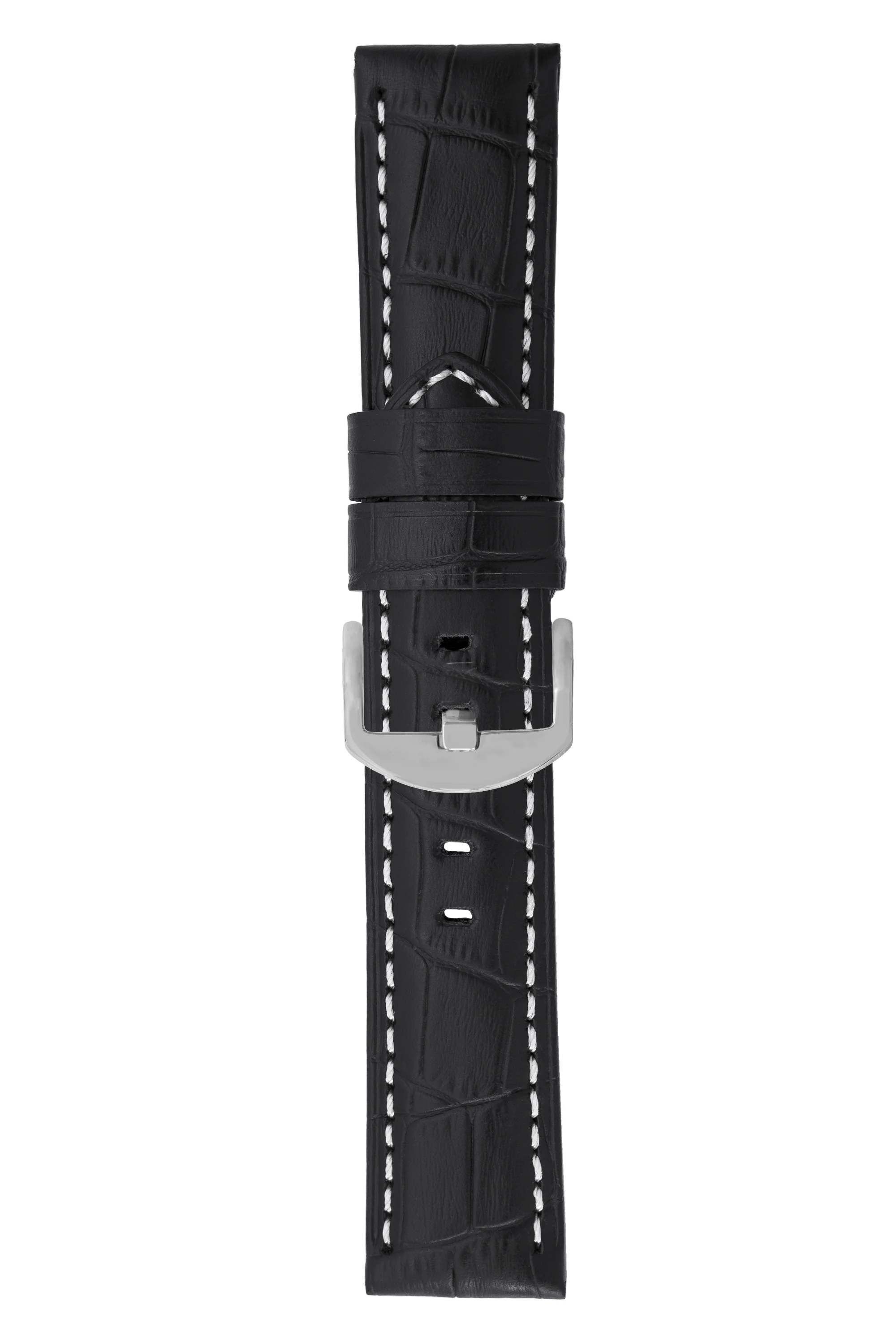 Panerai-Style Alligator-Embossed Watch Strap in BLACK / WHITE - Image 5