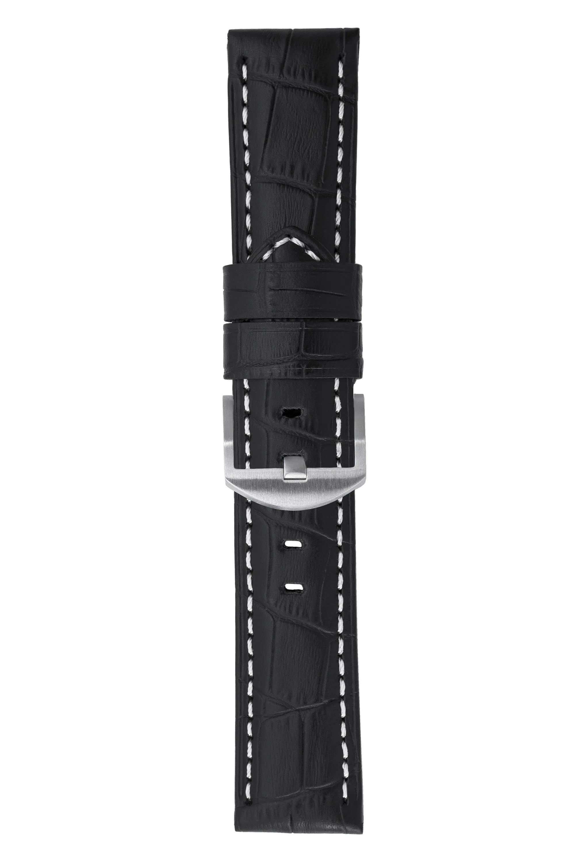 Panerai-Style Alligator-Embossed Watch Strap in BLACK / WHITE - Image 6
