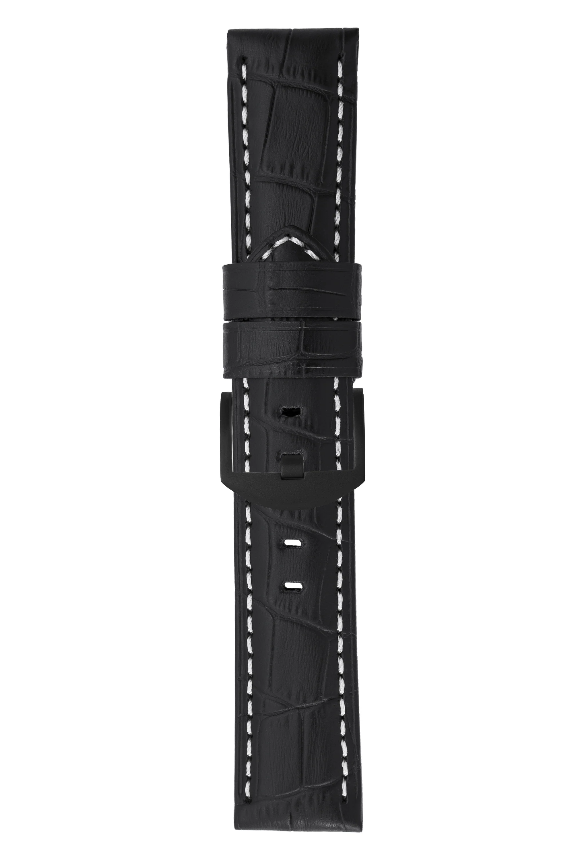 Panerai-Style Alligator-Embossed Watch Strap in BLACK / WHITE - Image 7