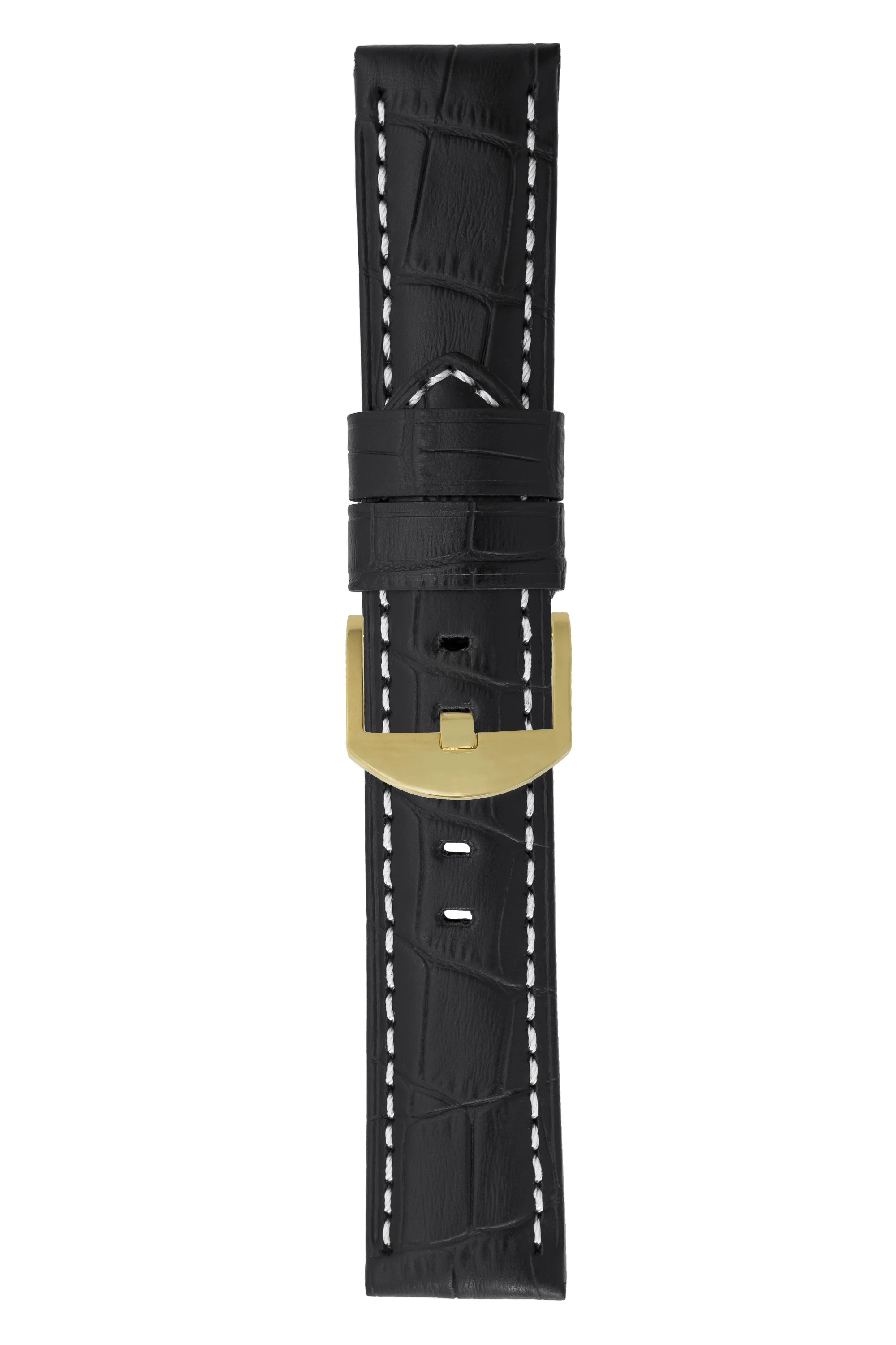 Panerai-Style Alligator-Embossed Watch Strap in BLACK / WHITE - Image 8