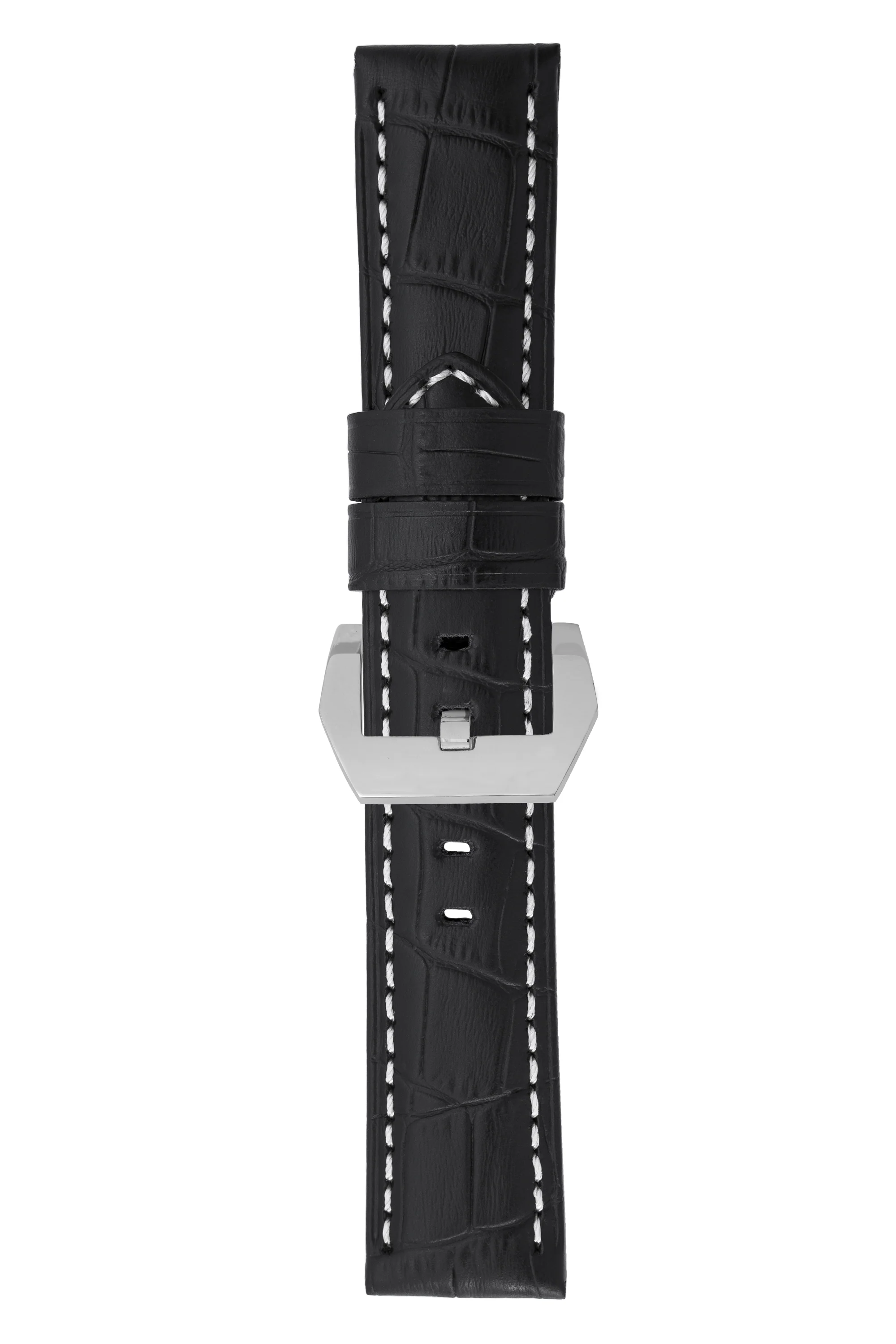 Panerai-Style Alligator-Embossed Watch Strap in BLACK / WHITE - Image 9
