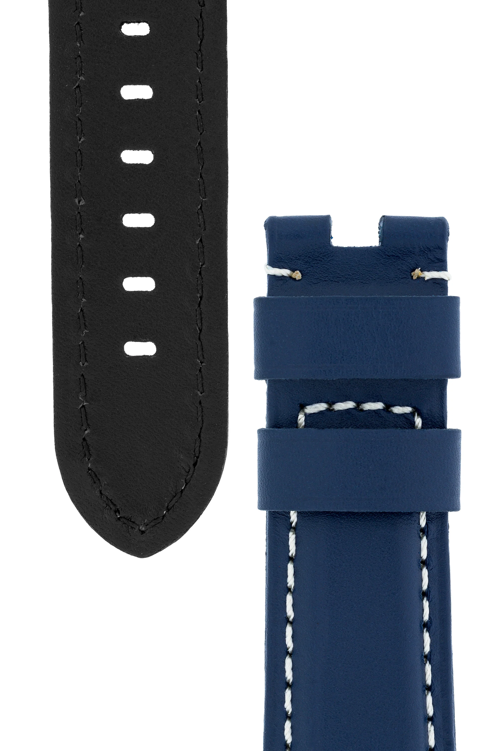 Panerai-Style Calf Leather Deployment Watch Strap in BLUE - Image 3