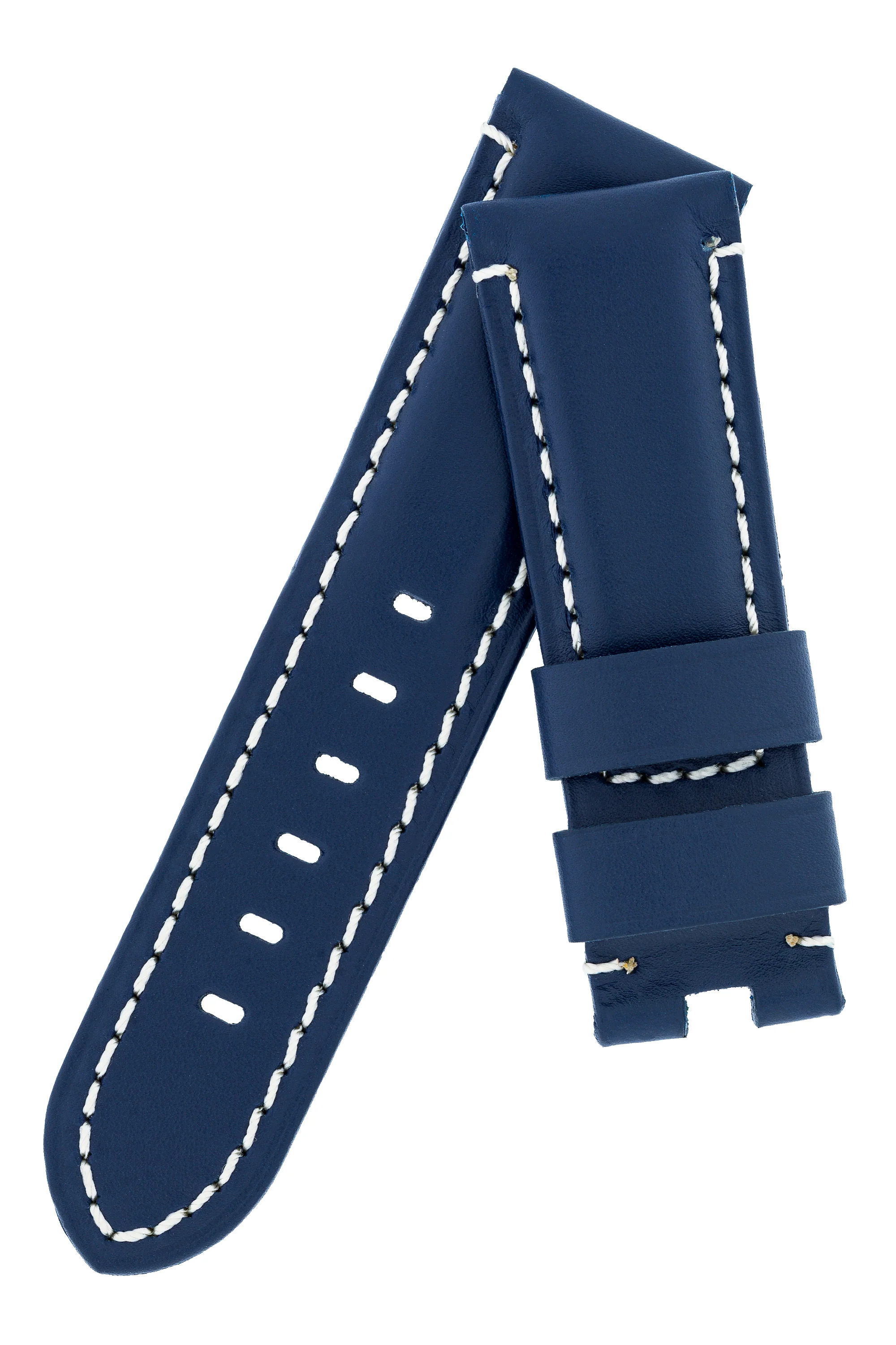 Panerai-Style Calf Leather Deployment Watch Strap in BLUE - Image 4