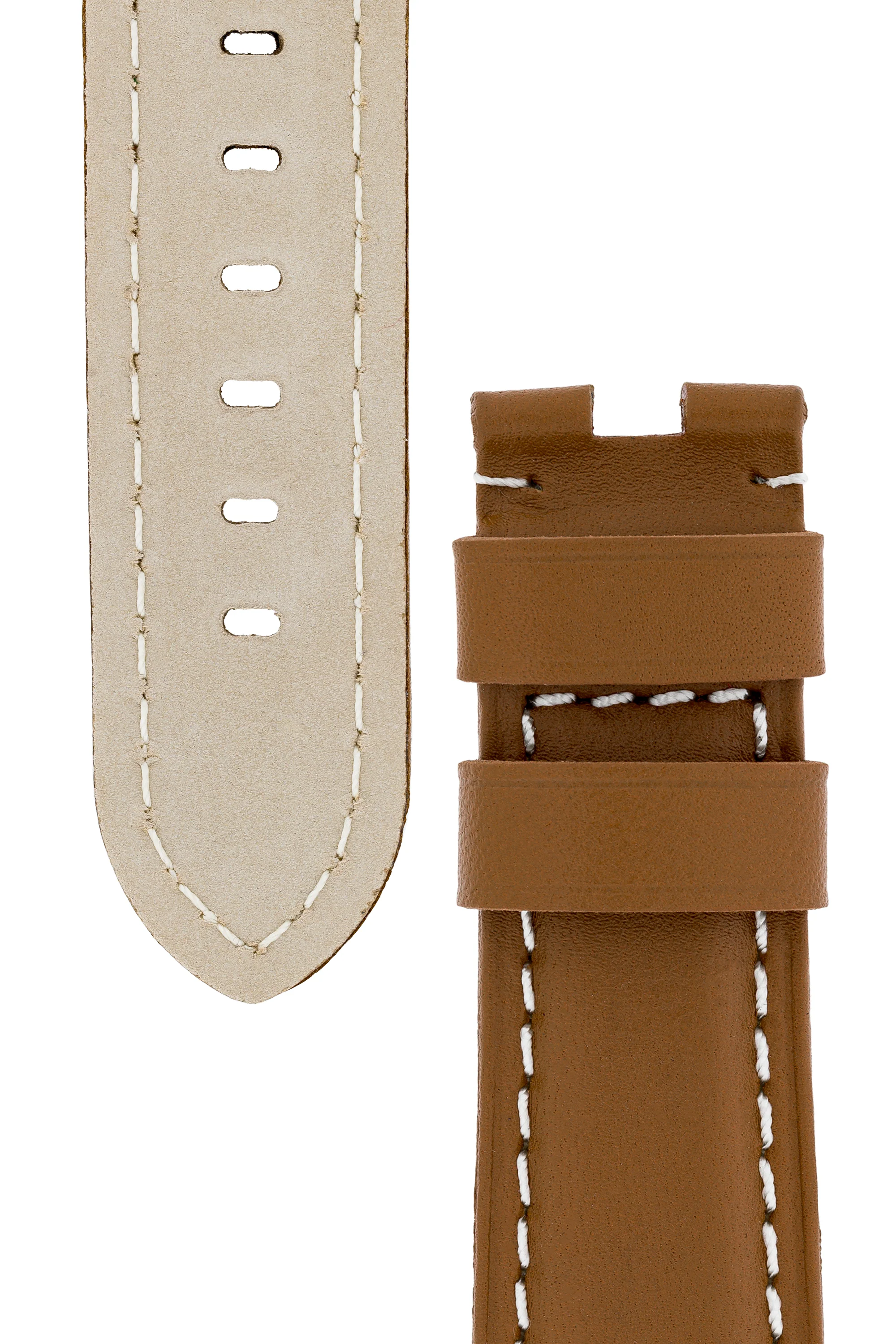 Panerai-Style Calf Leather Deployment Watch Strap in CARAMEL - Image 3