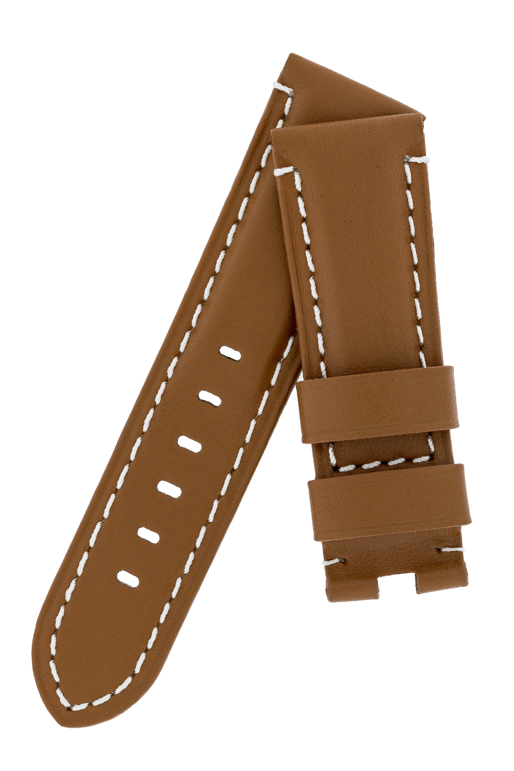 Panerai-Style Calf Leather Deployment Watch Strap in CARAMEL - Image 4
