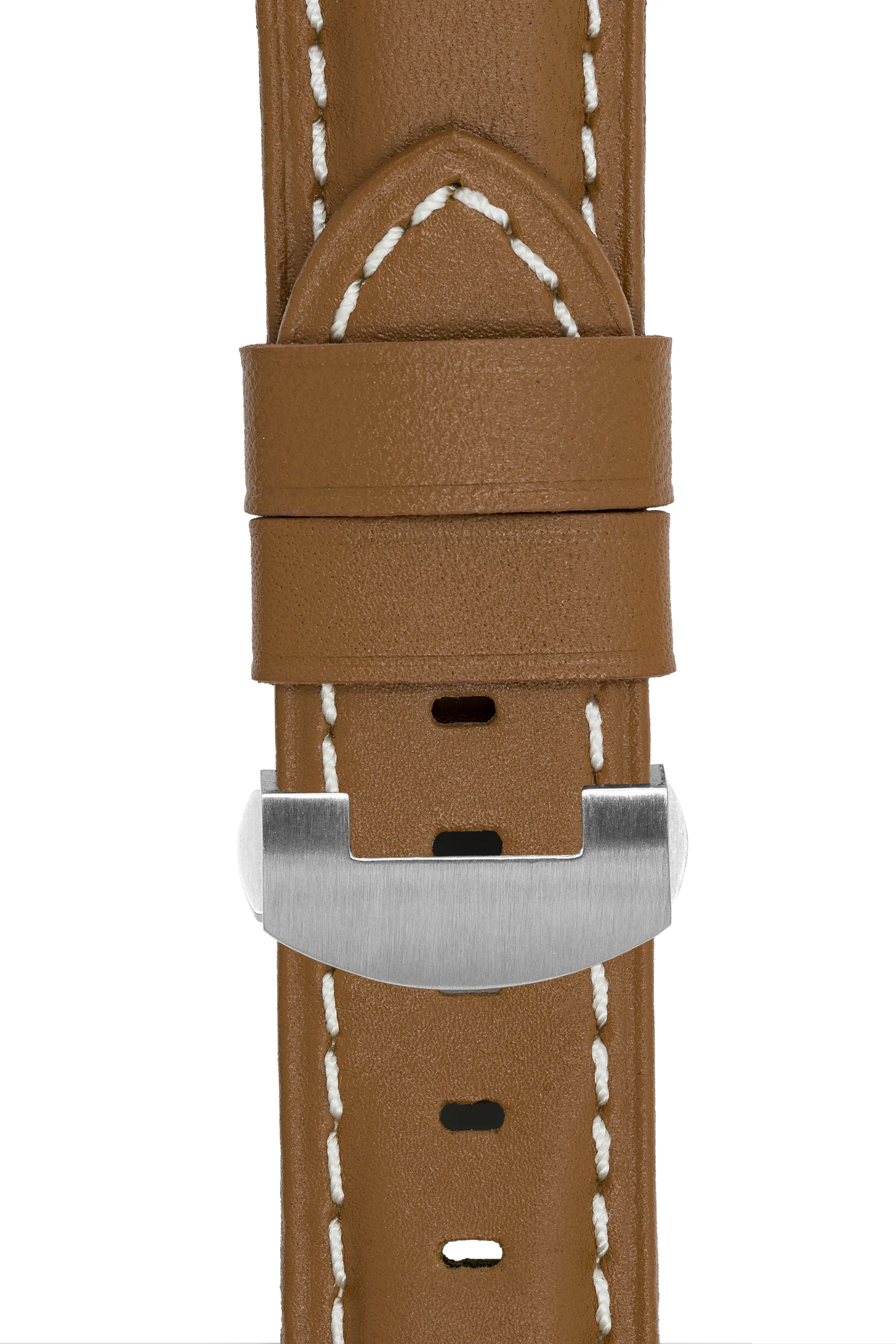 Panerai-Style Calf Leather Deployment Watch Strap in CARAMEL - Image 7