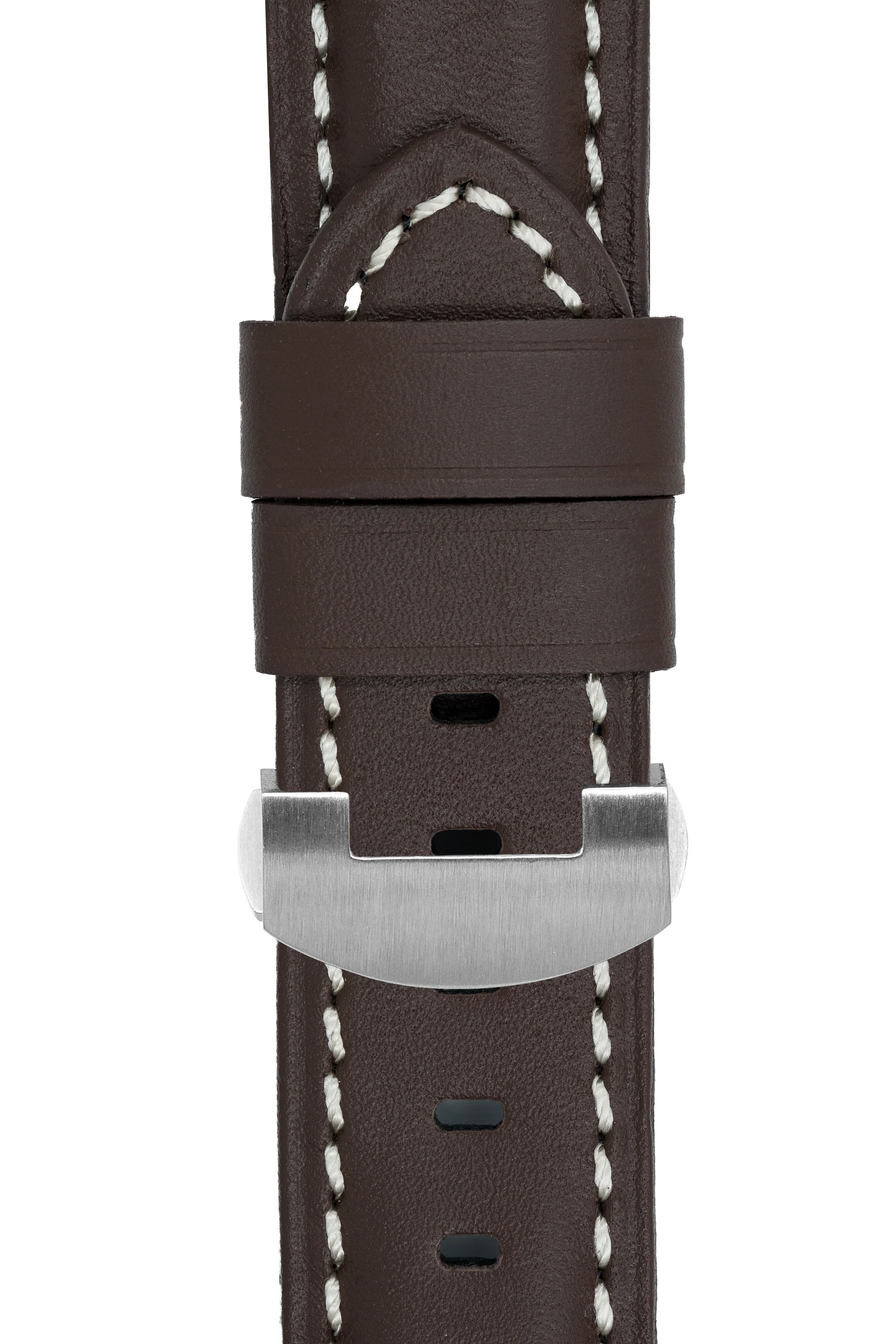Panerai-Style Calf Leather Deployment Watch Strap in CHOCOLATE - Image 7