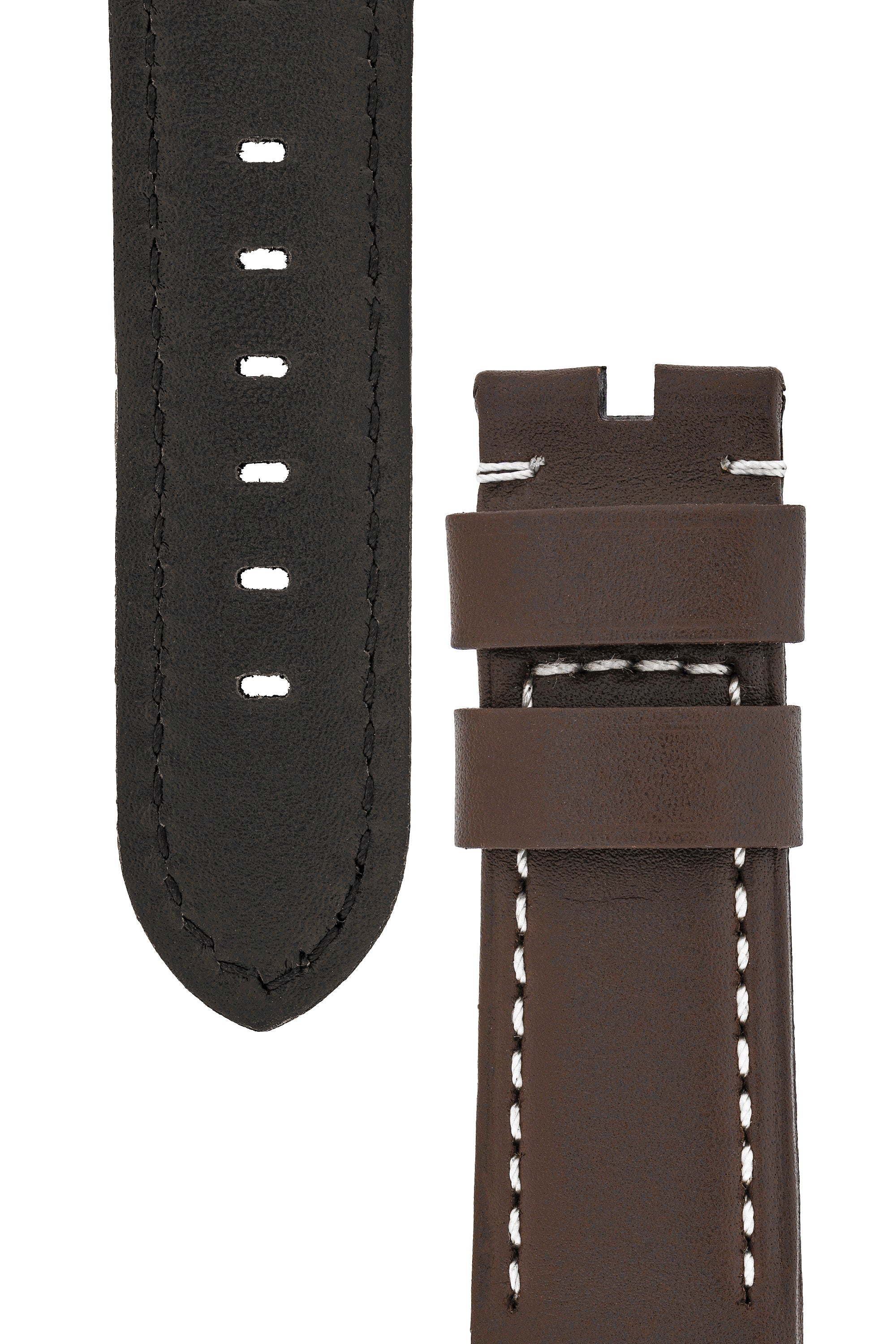 Panerai-Style Calf Leather Watch Strap in CHOCOLATE BROWN - Image 3
