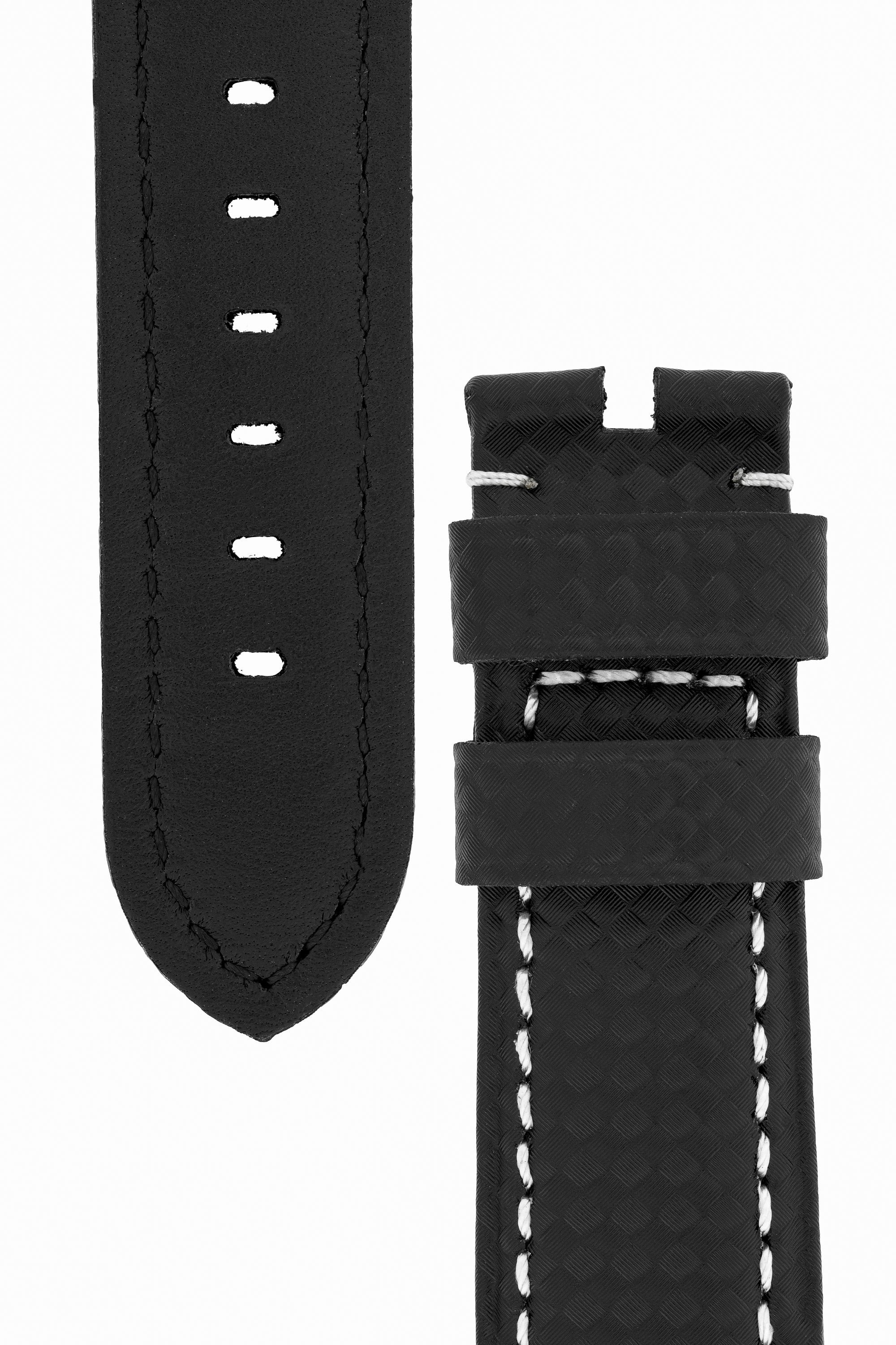 Panerai-Style Carbon Leather Watch Strap in BLACK - Image 3