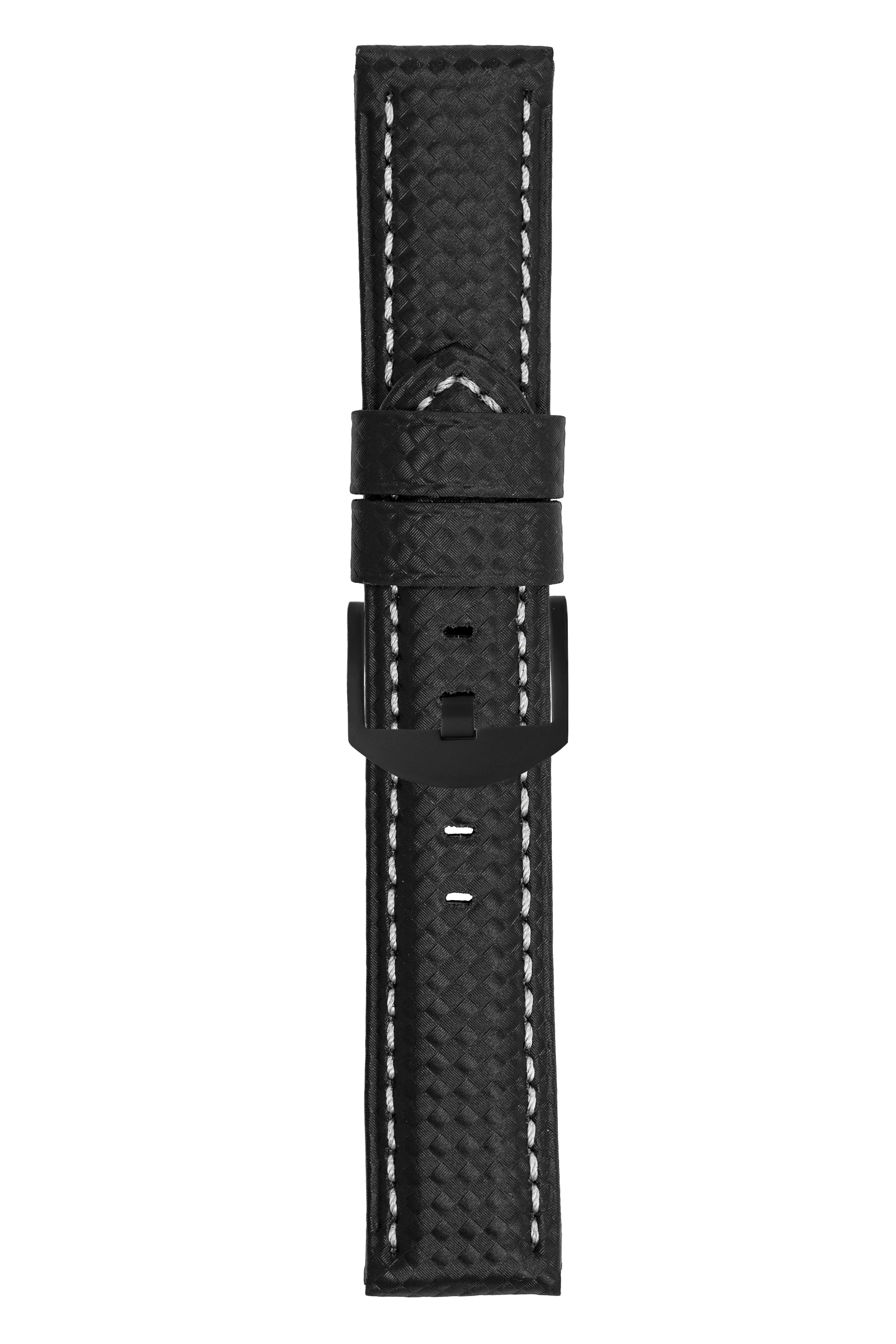 Panerai-Style Carbon Leather Watch Strap in BLACK - Image 7