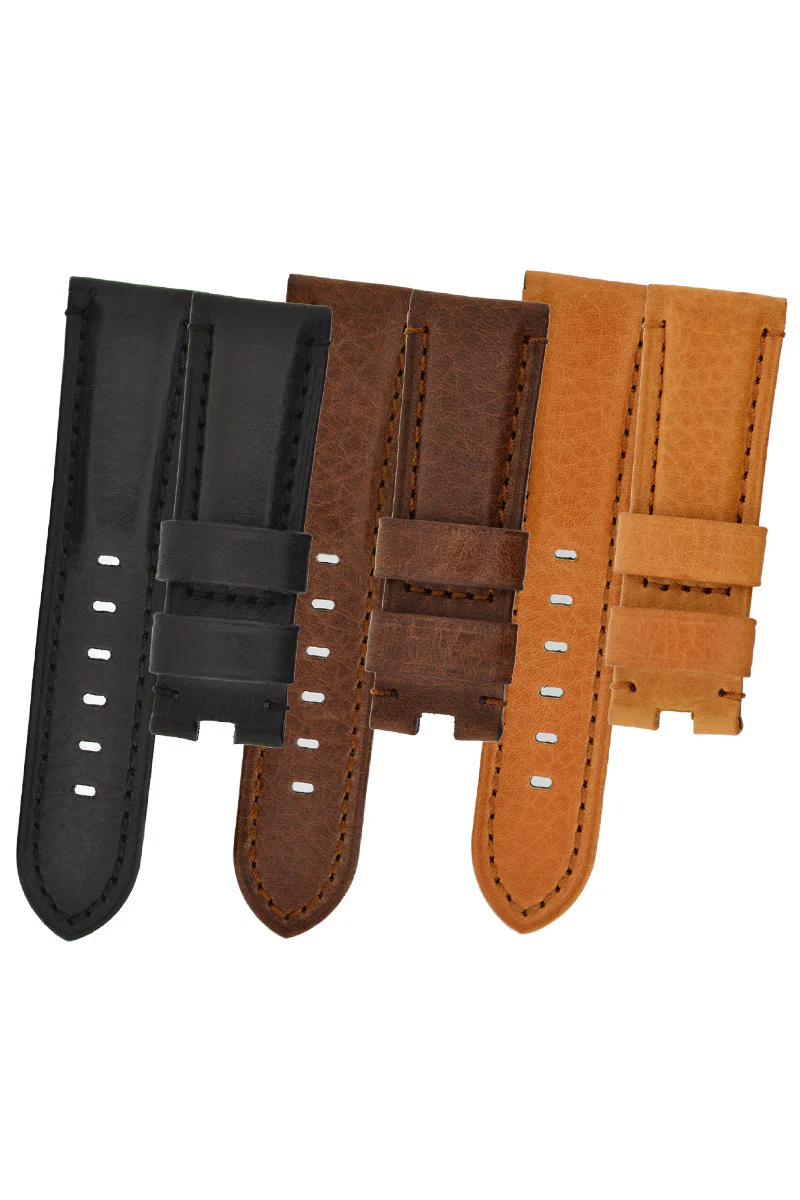 Panerai-Style Vintage Leather Deployment Watch Strap in GOLD BROWN - Image 4