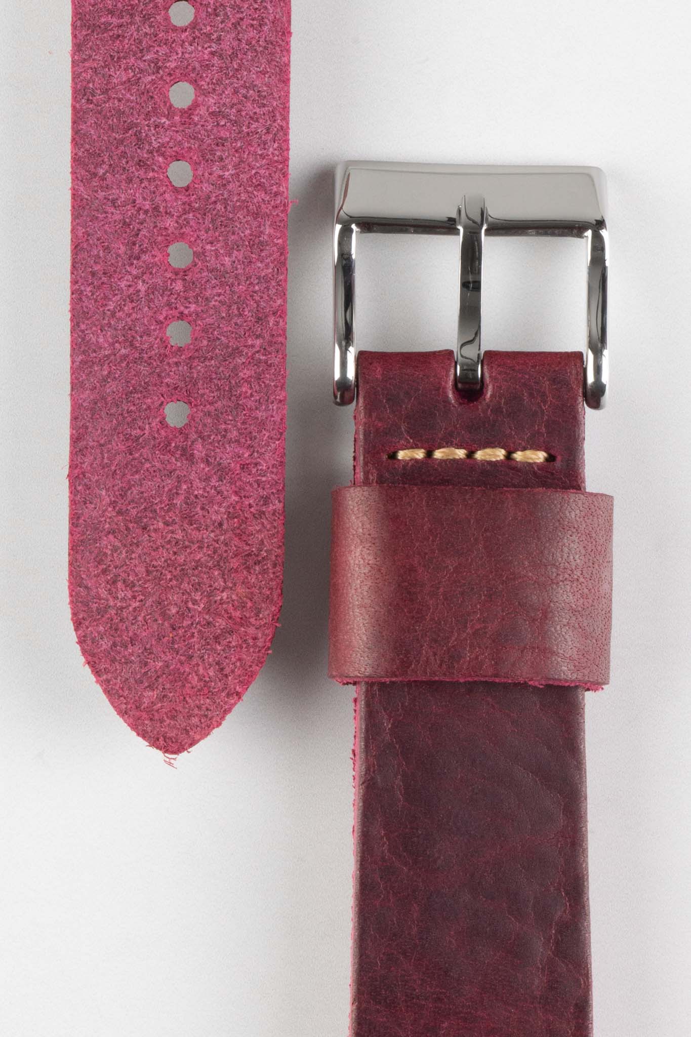 Pebro ARTISAN Leather Watch Strap in BURGUNDY - Image 3