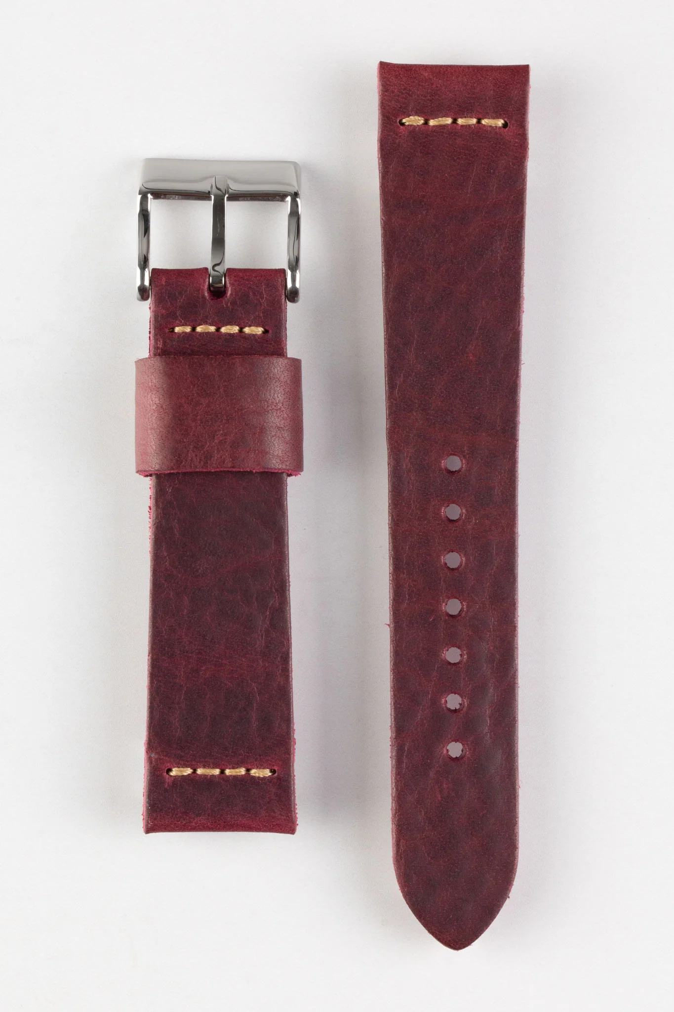 Pebro ARTISAN Leather Watch Strap in BURGUNDY - Image 7