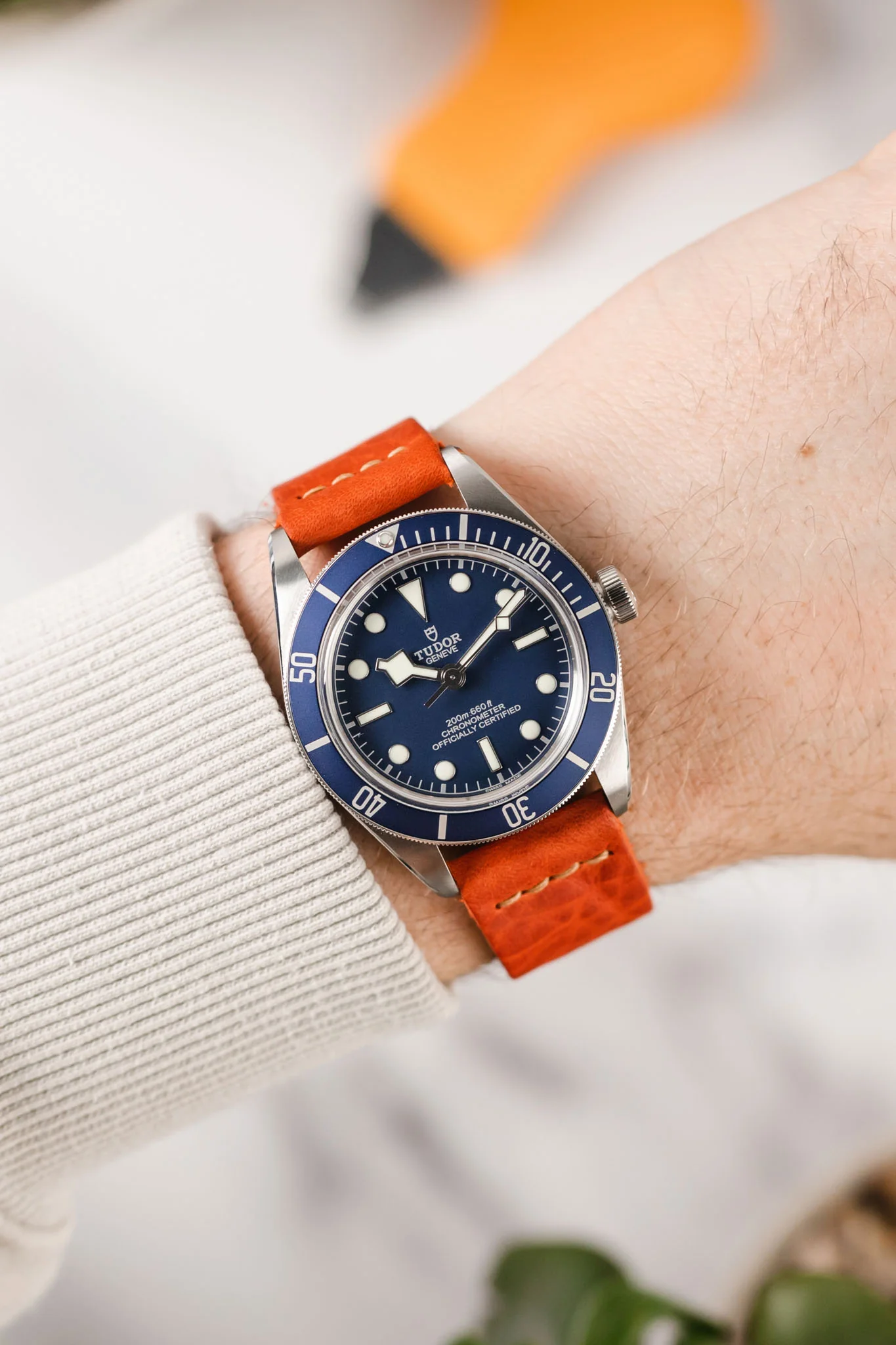Pebro ARTISAN Leather Watch Strap in BURNT RED - Image 2