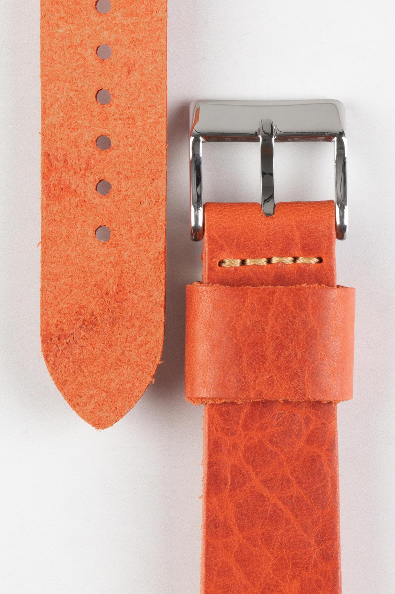 Pebro ARTISAN Leather Watch Strap in BURNT RED - Image 3