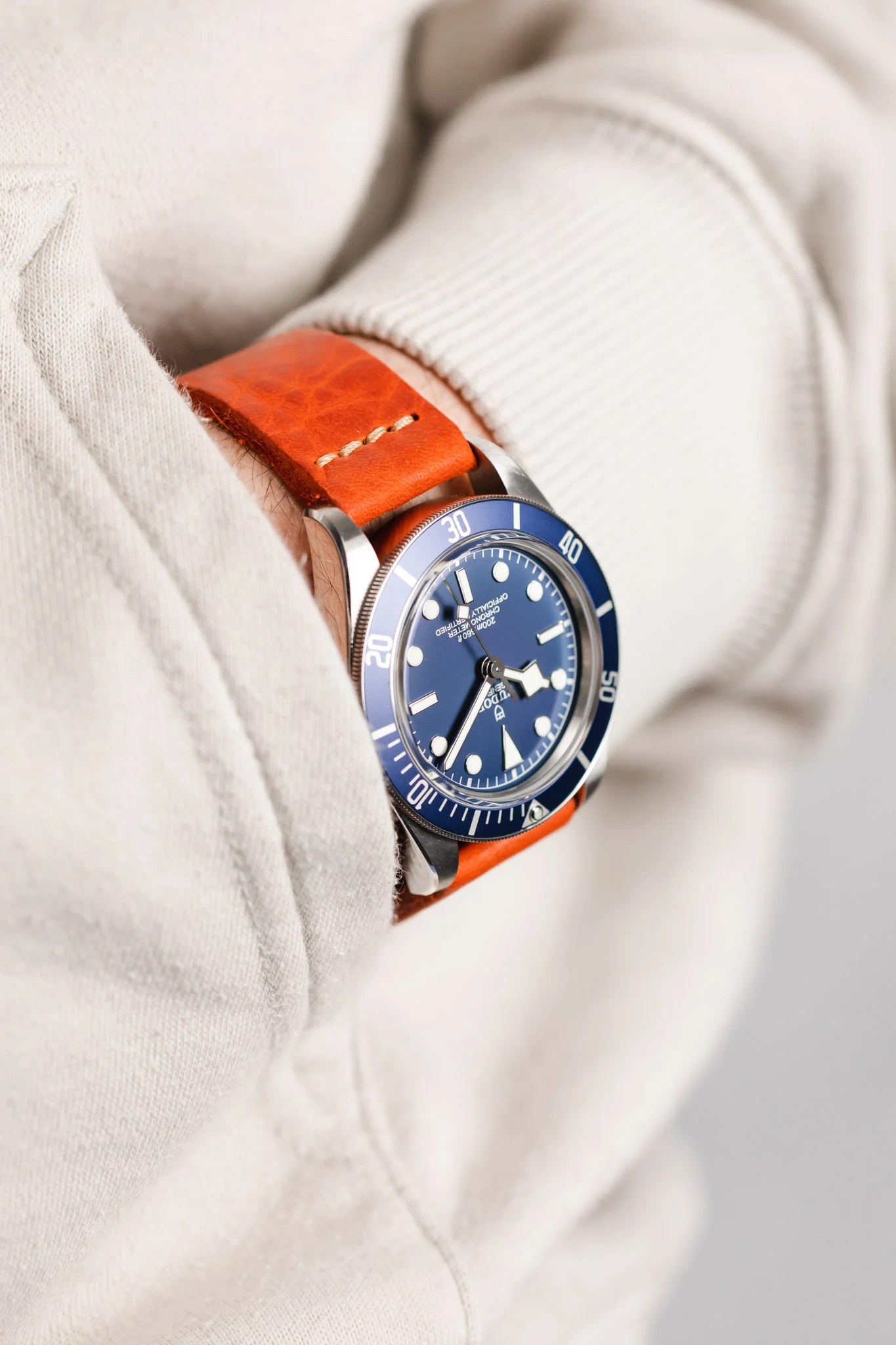 Pebro ARTISAN Leather Watch Strap in BURNT RED - Image 5
