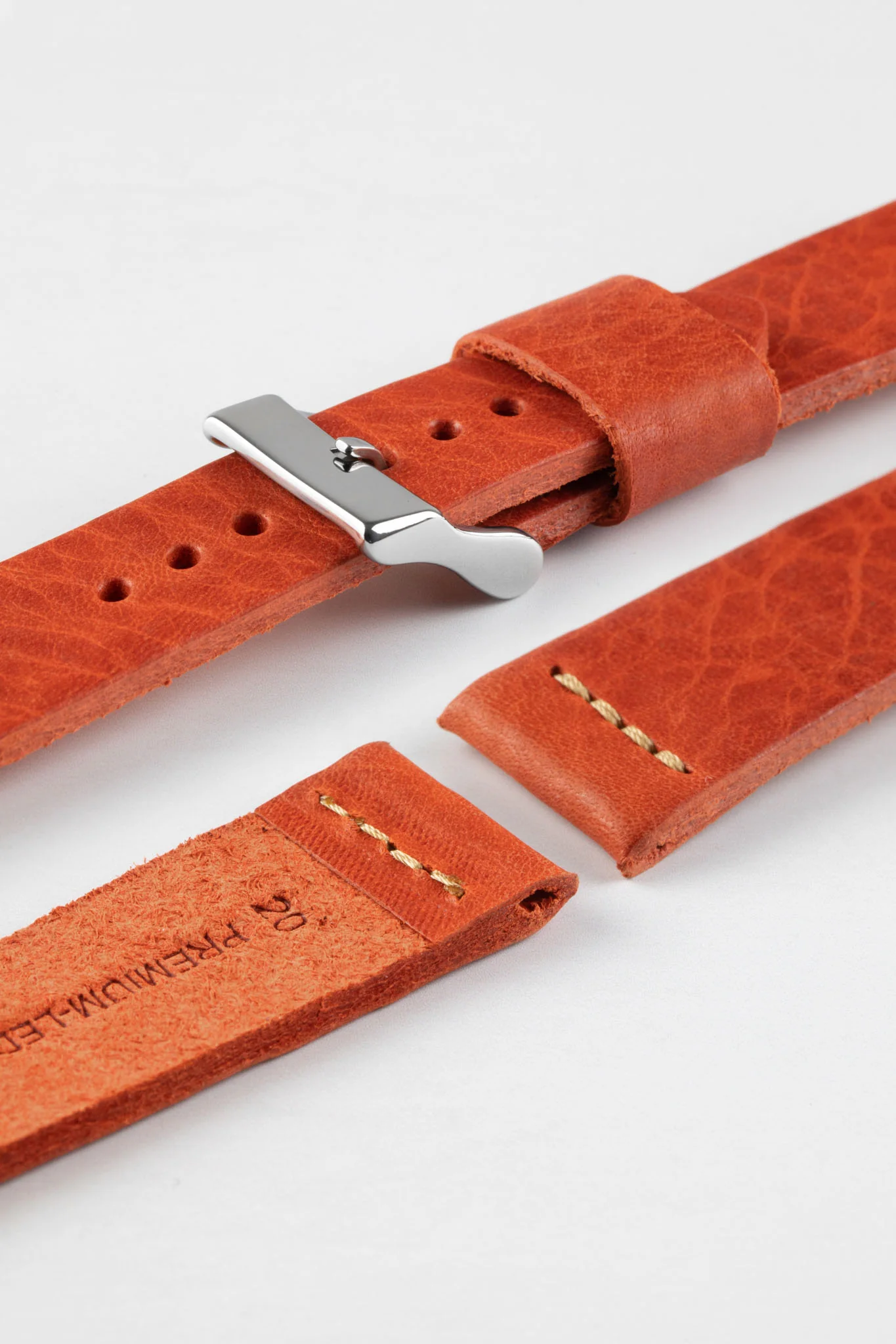 Pebro ARTISAN Leather Watch Strap in BURNT RED - Image 6