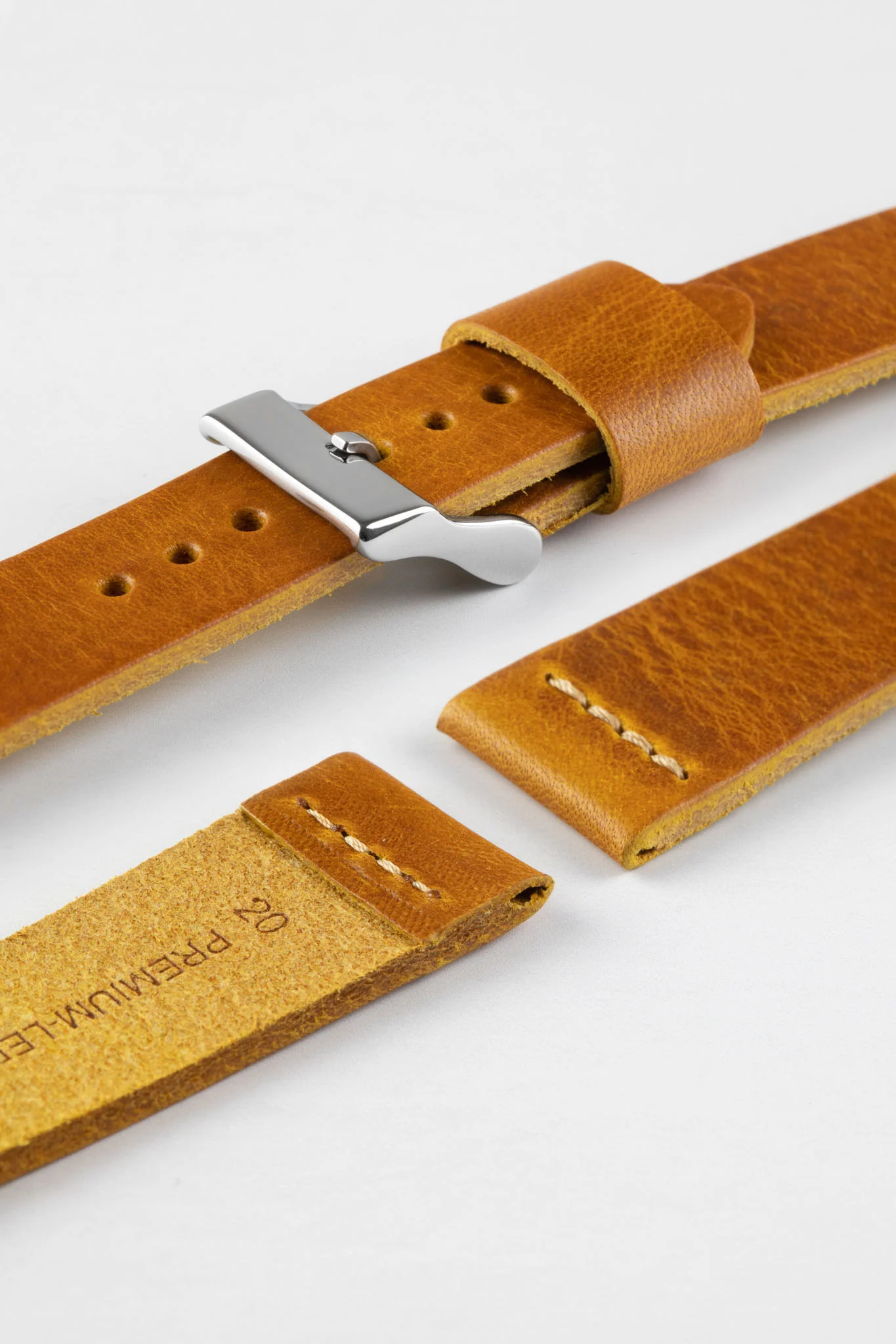 Pebro ARTISAN Leather Watch Strap in GOLD BROWN - Image 6