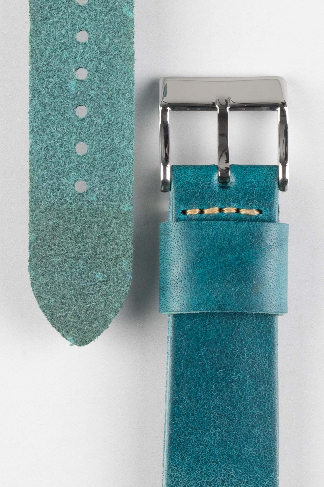 Pebro ARTISAN Leather Watch Strap in TURQUOISE - Image 3