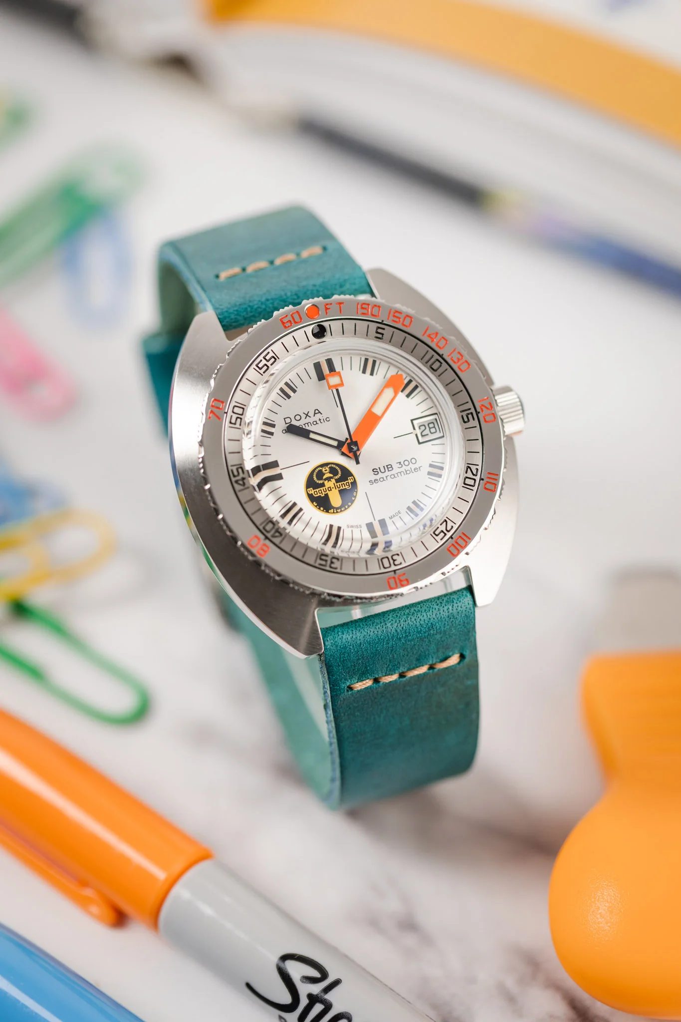 Pebro ARTISAN Leather Watch Strap in TURQUOISE - Image 5