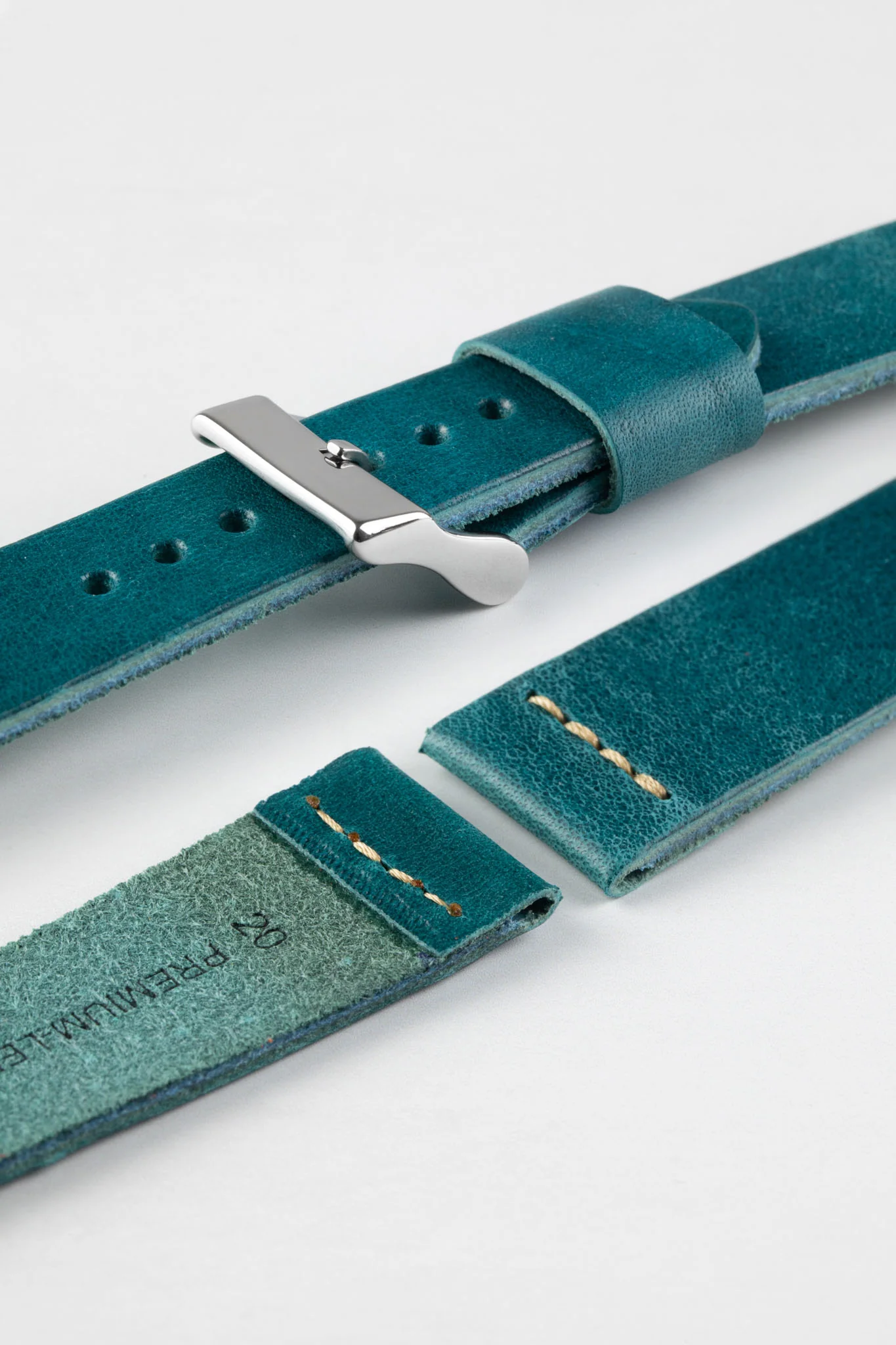 Pebro ARTISAN Leather Watch Strap in TURQUOISE - Image 6
