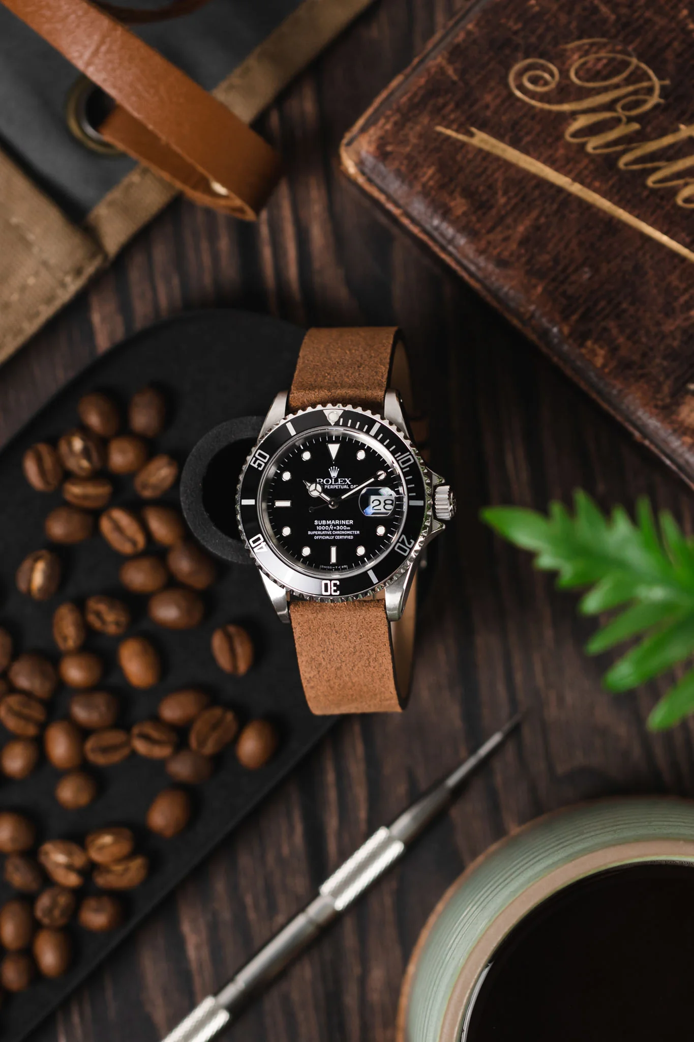 Pebro BARBOUR Waxed Calfskin Leather Watch Strap in MUSTARD BROWN - Image 8