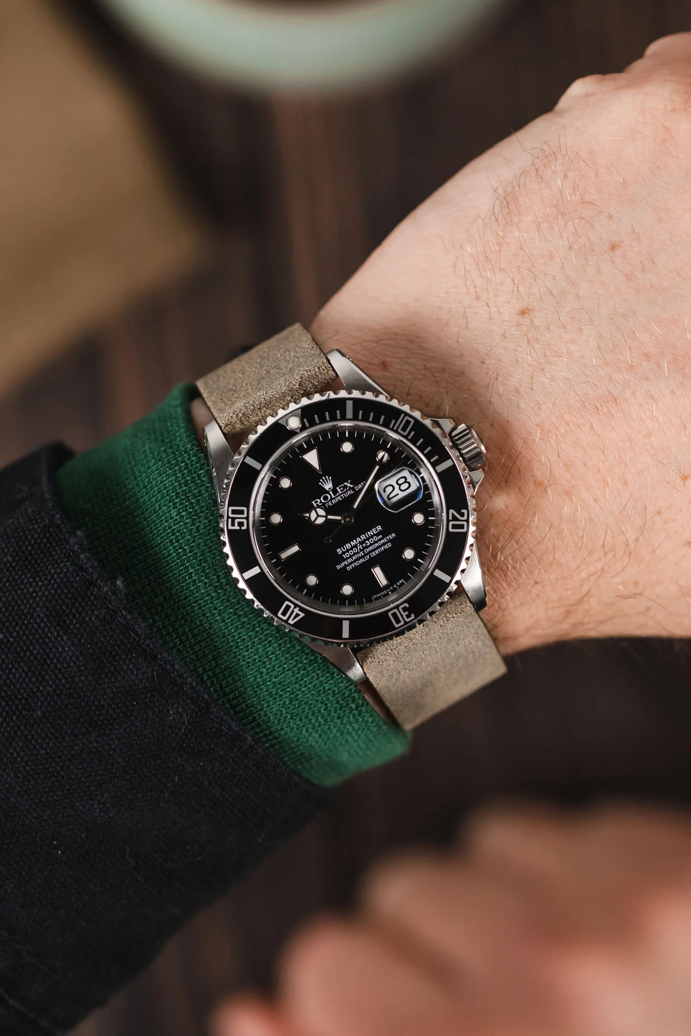 Pebro BARBOUR Waxed Calfskin Leather Watch Strap in STONE GREY - Image 2