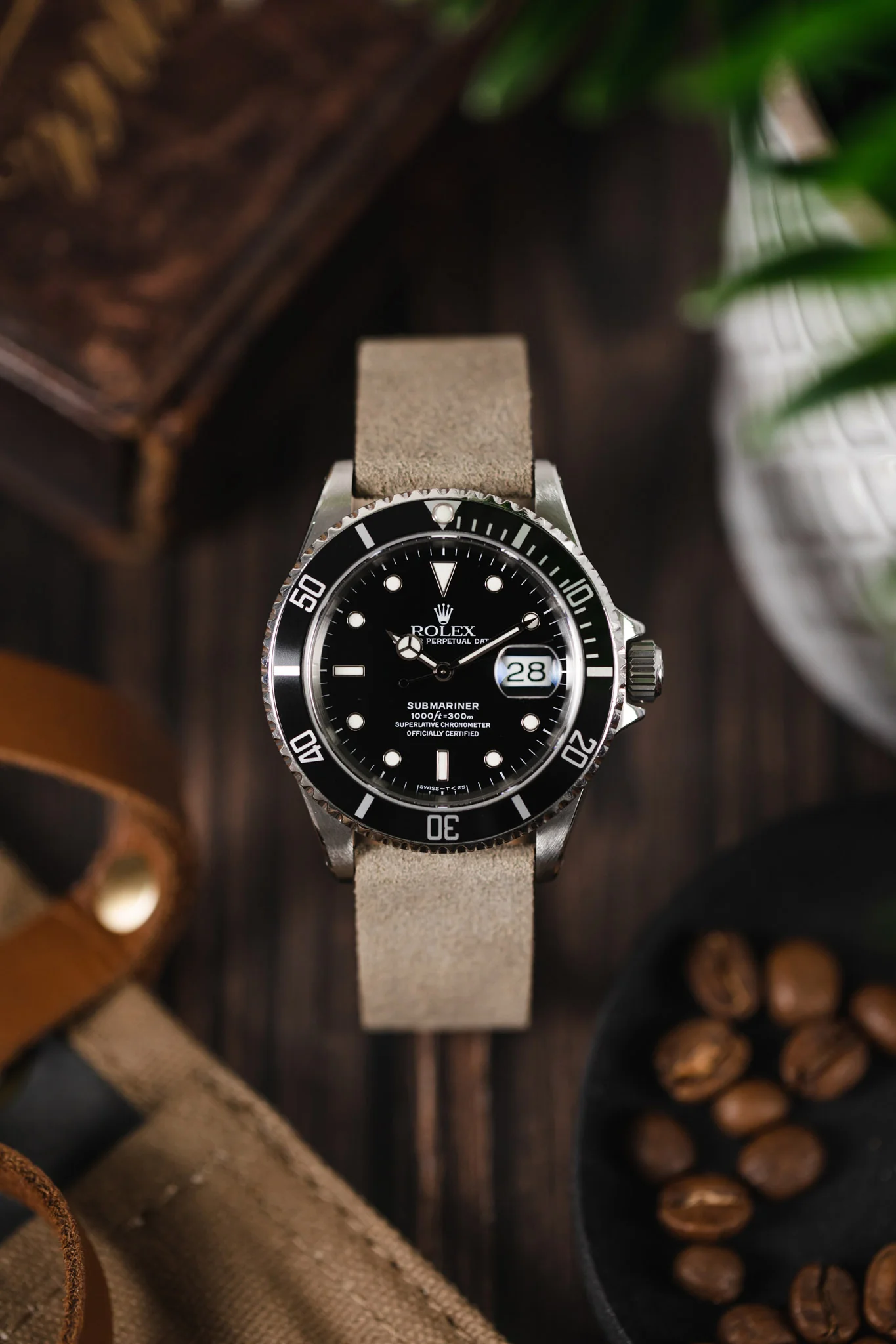 Pebro BARBOUR Waxed Calfskin Leather Watch Strap in STONE GREY - Image 4