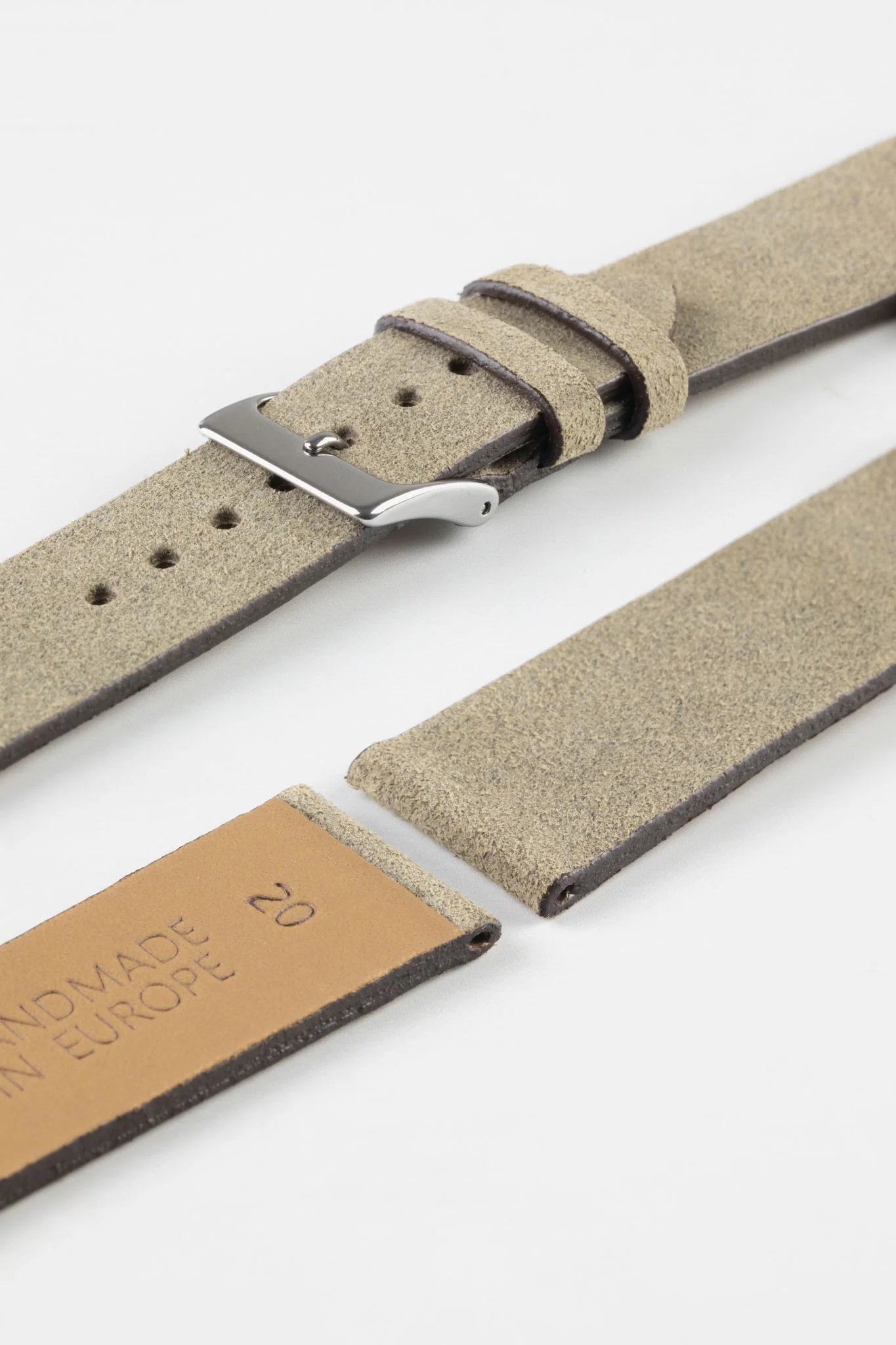 Pebro BARBOUR Waxed Calfskin Leather Watch Strap in STONE GREY - Image 7