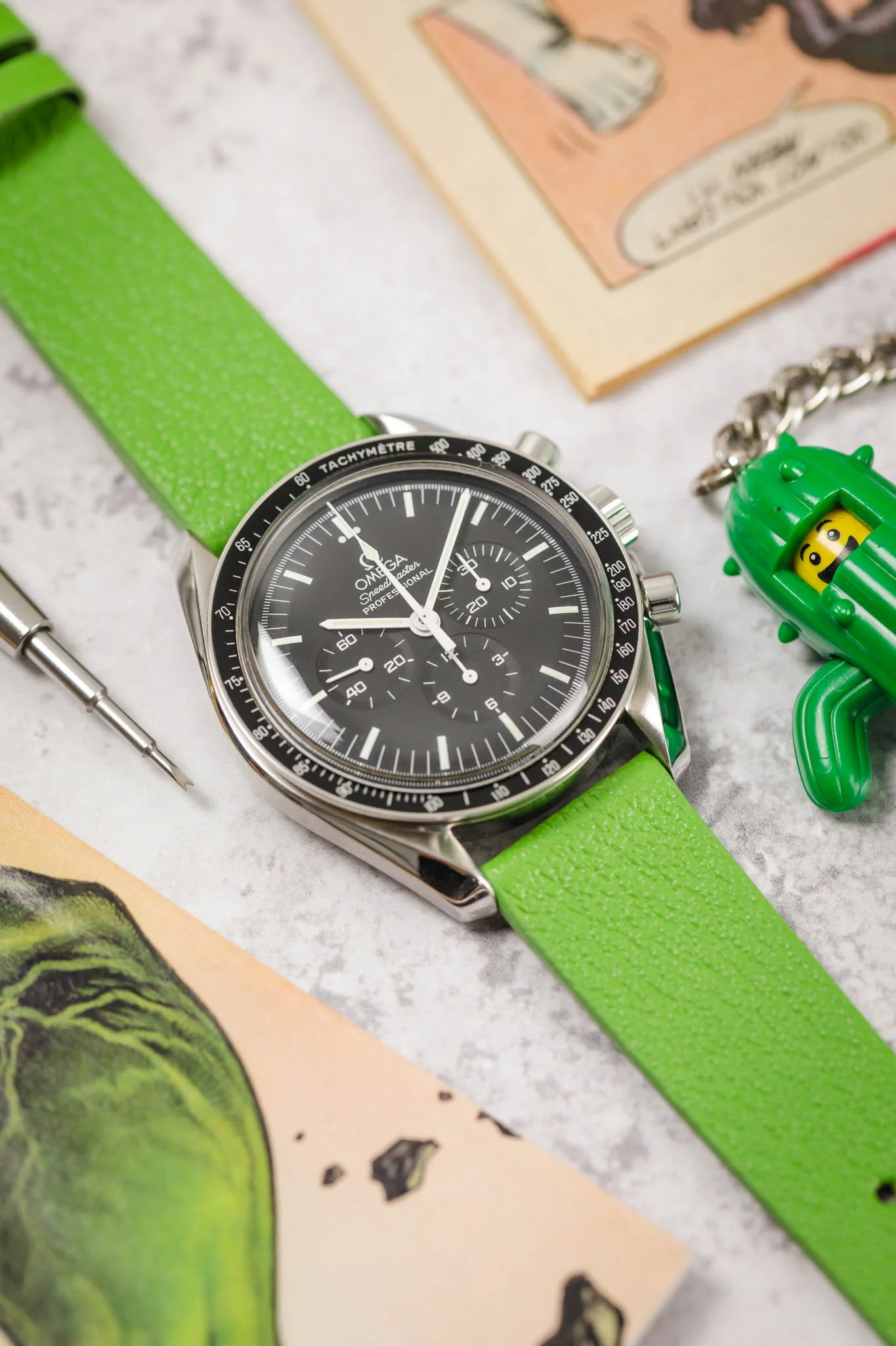 Pebro BILLY Genuine Goatskin Leather Watch Strap in APPLE GREEN - Image 4