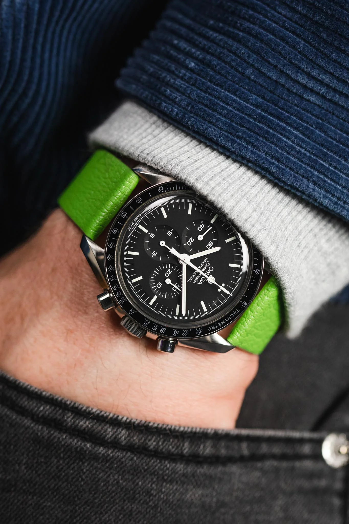 Pebro BILLY Genuine Goatskin Leather Watch Strap in APPLE GREEN - Image 6