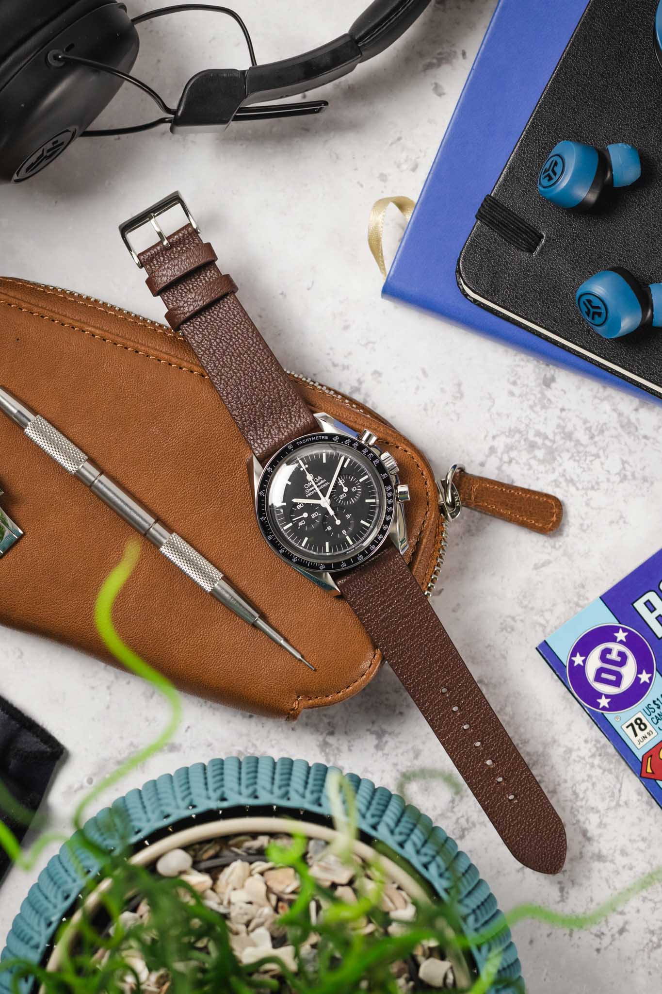 Pebro BILLY Genuine Goatskin Leather Watch Strap in DARK BROWN - Image 7