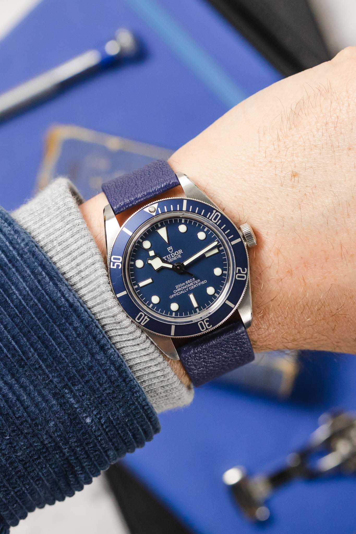 Pebro BILLY Genuine Goatskin Leather Watch Strap in NAVY BLUE - Image 2