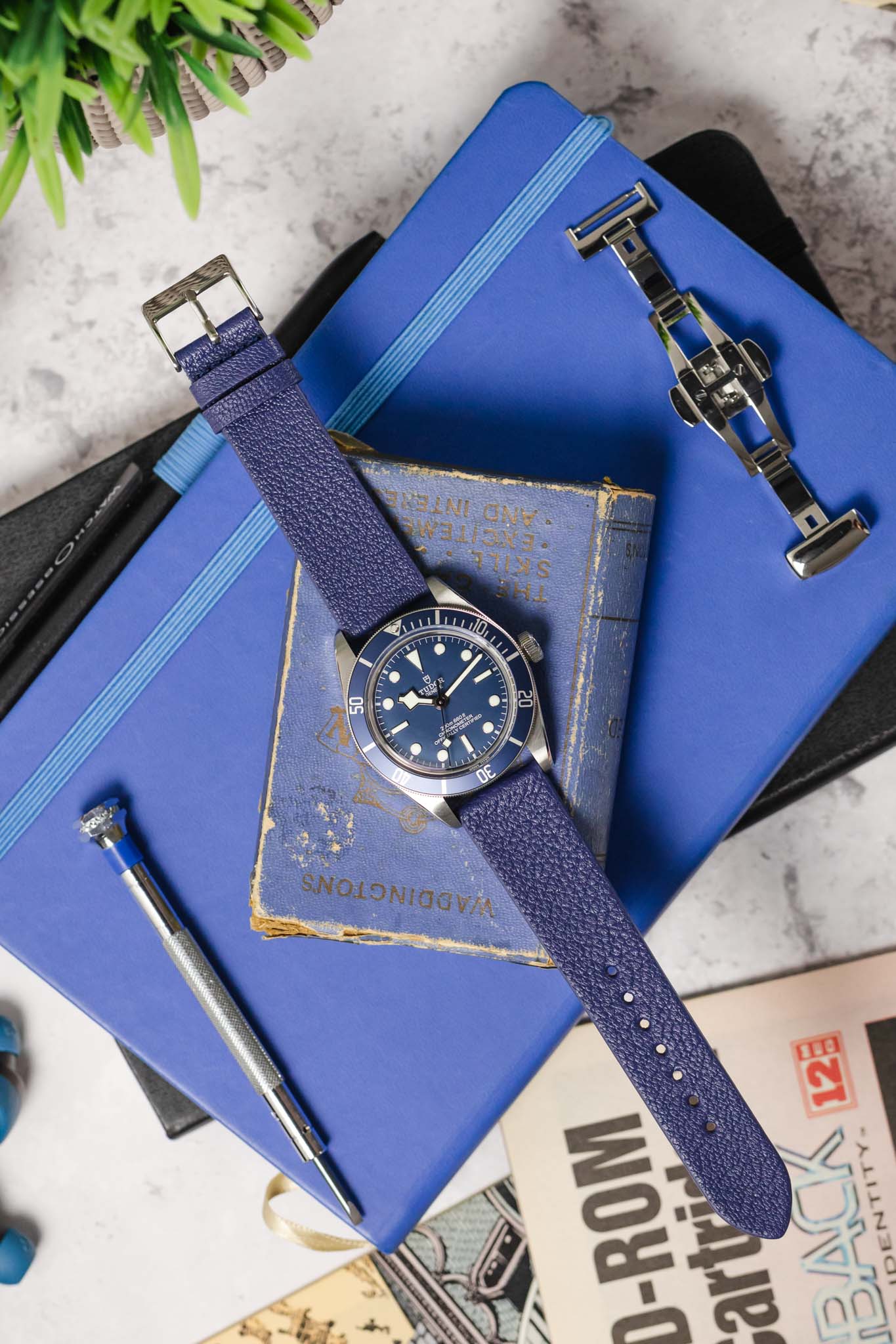 Pebro BILLY Genuine Goatskin Leather Watch Strap in NAVY BLUE - Image 7
