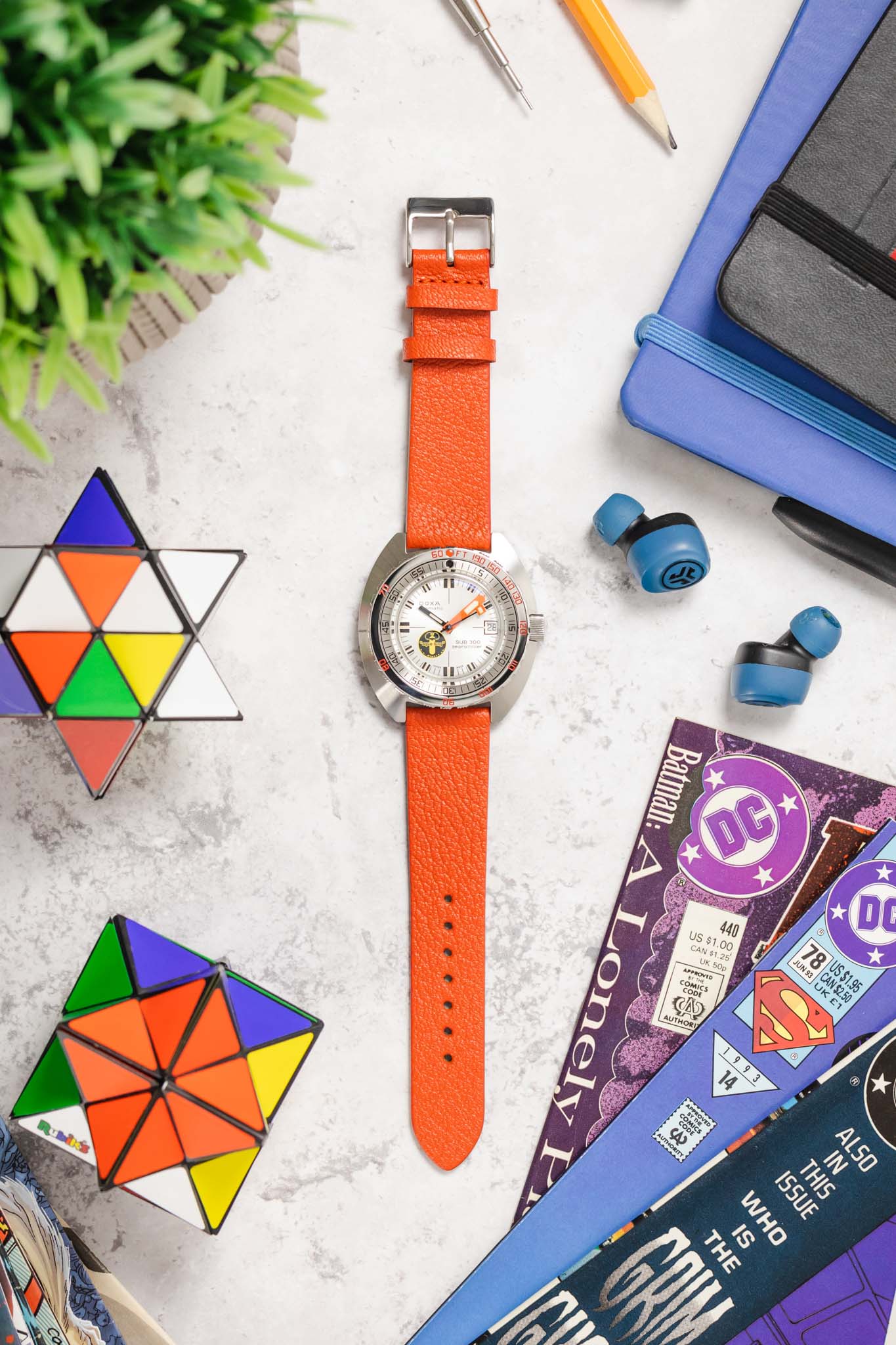 Pebro BILLY Genuine Goatskin Leather Watch Strap in ORANGE - Image 7