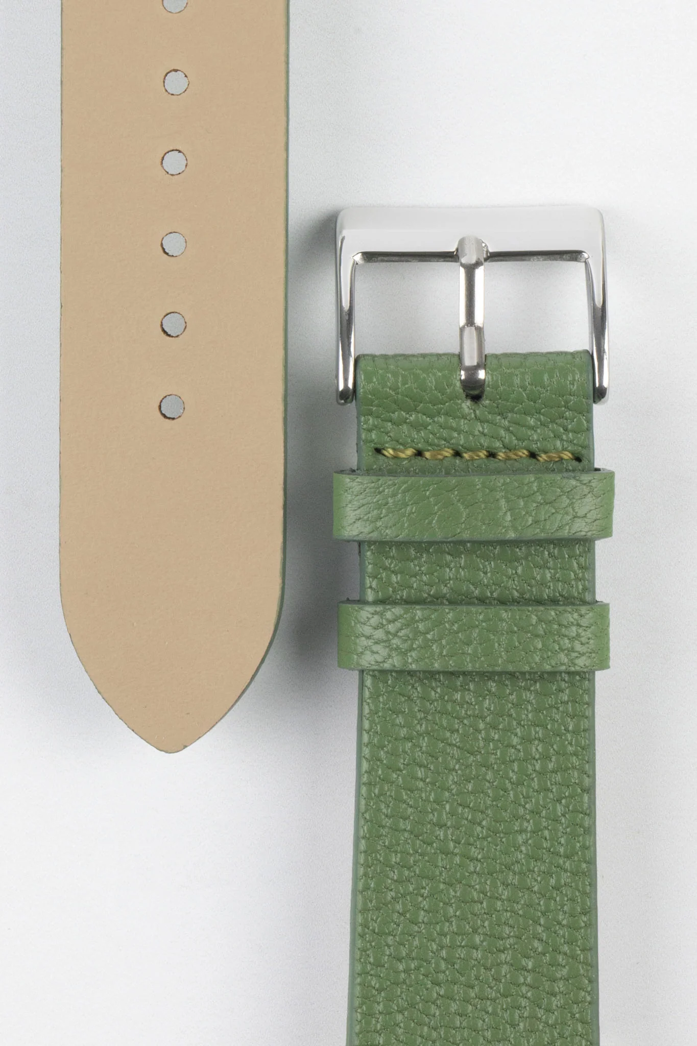 Pebro BILLY Genuine Goatskin Leather Watch Strap in SAGE GREEN - Image 3